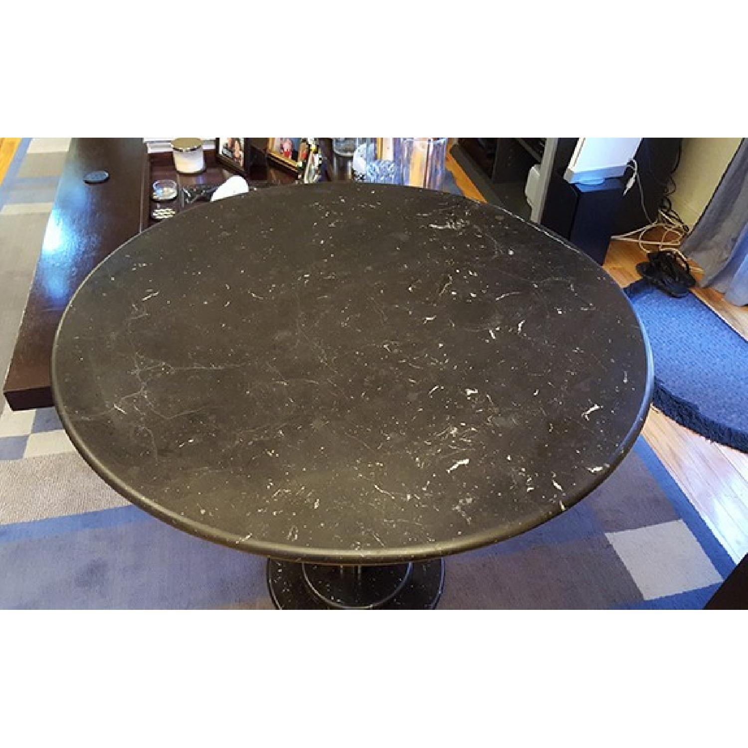 Black Italian Marble Top Round Dining Table - AptDeco