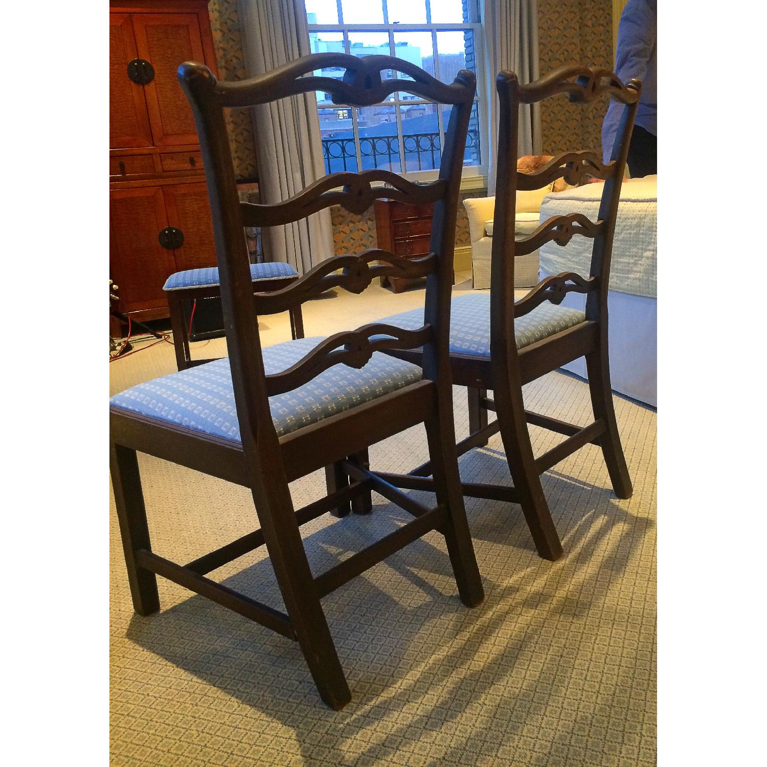 Upholstered Wood Dining Chairs Pair AptDeco