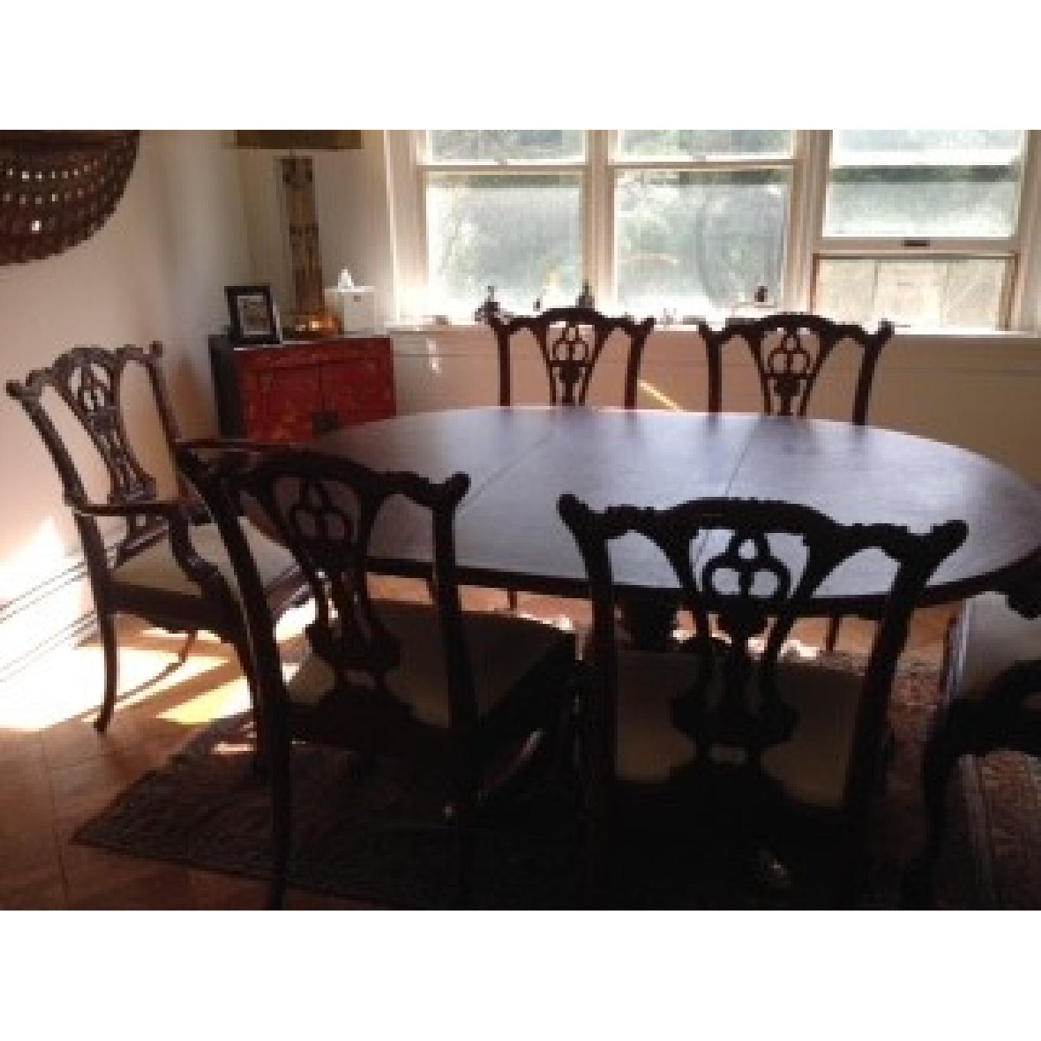 Henredon Pedestal Dining Table w/ Leaf & 6 Chairs - image-5
