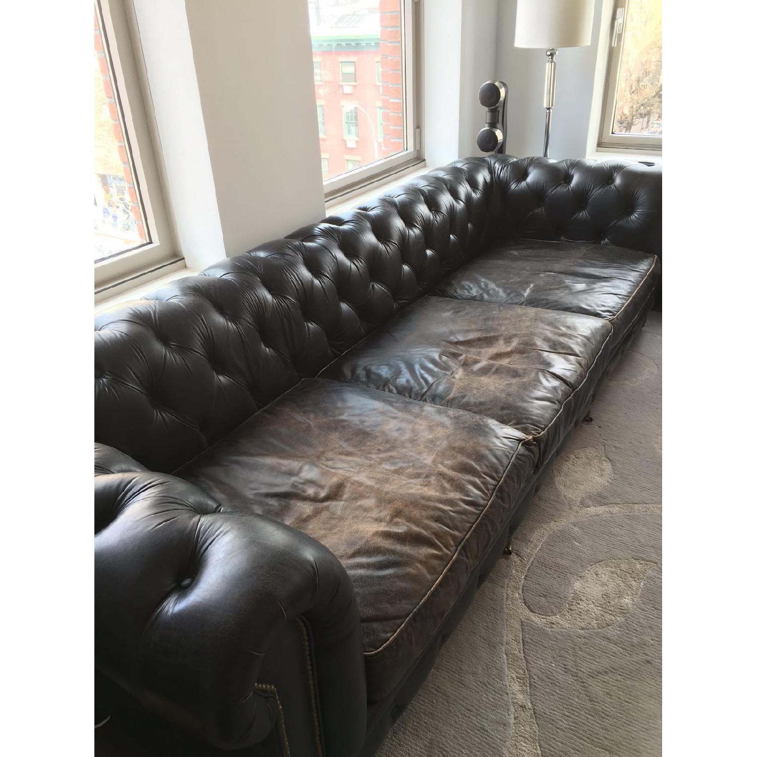 Restoration Hardware Leather Chesterfield Sofa - image-2
