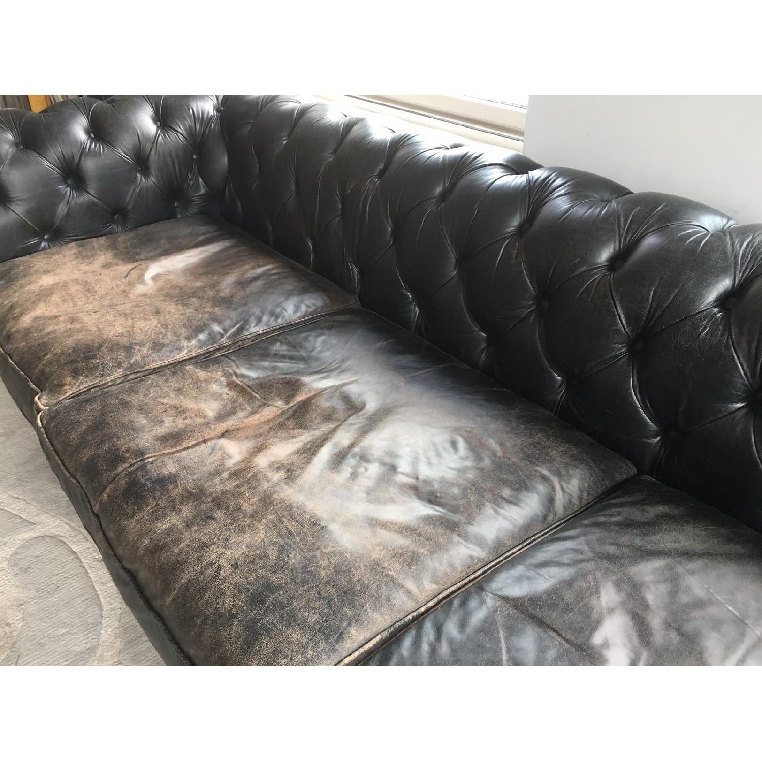 Restoration Hardware Leather Chesterfield Sofa - image-3