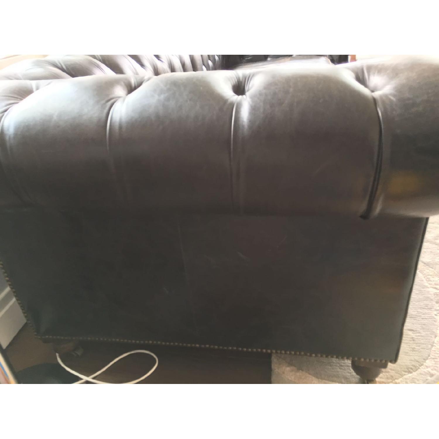 Restoration Hardware Leather Chesterfield Sofa - image-5
