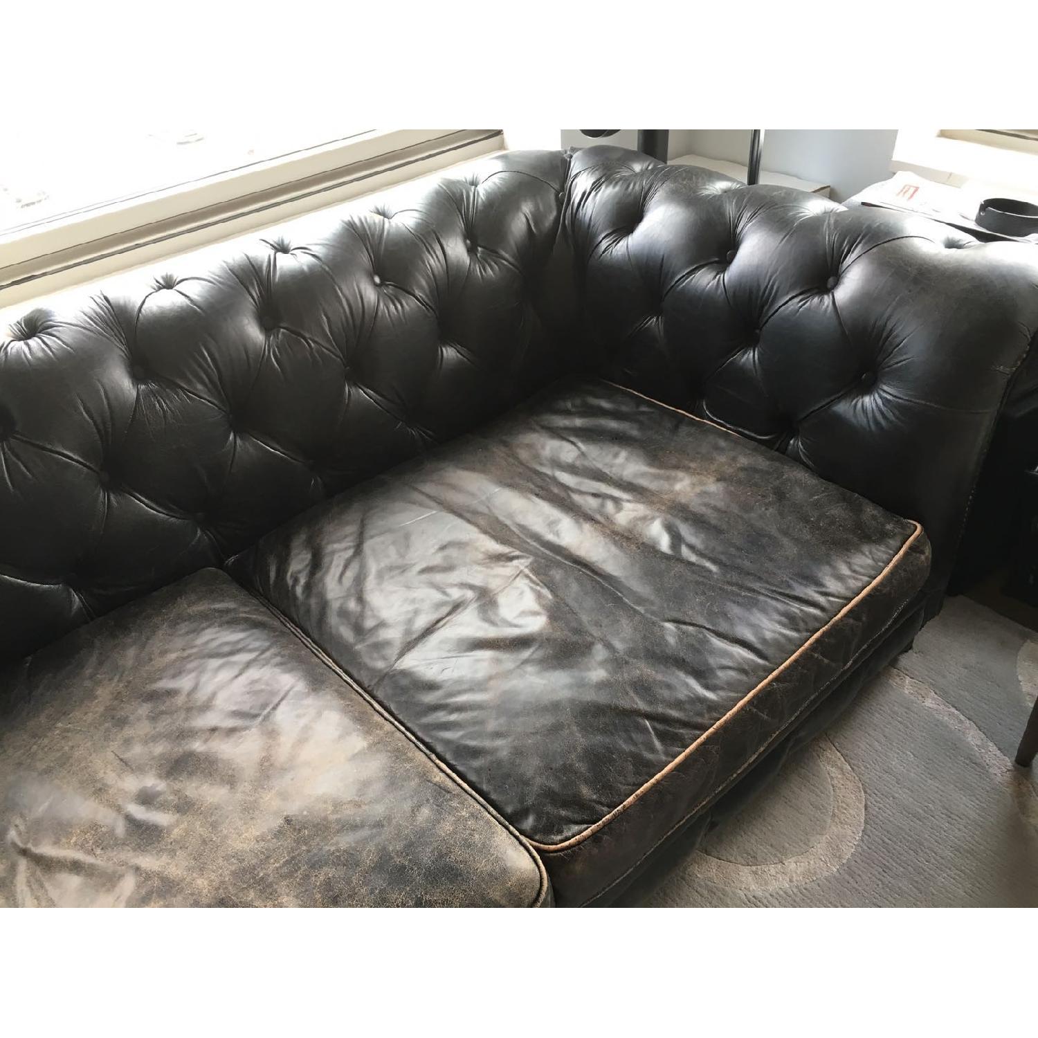 Restoration Hardware Leather Chesterfield Sofa - image-6