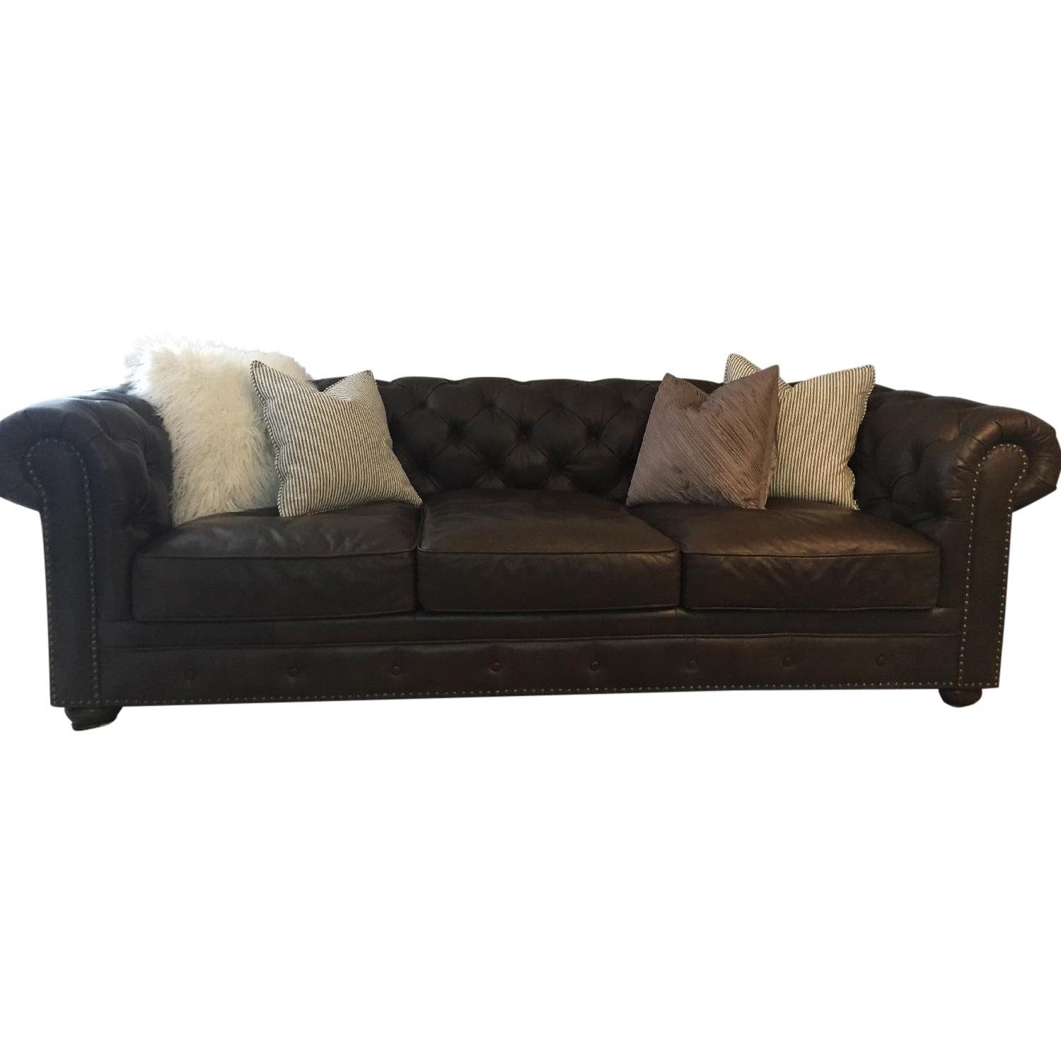 Raymour & Flanigan Leather Chesterfield Sofa AptDeco