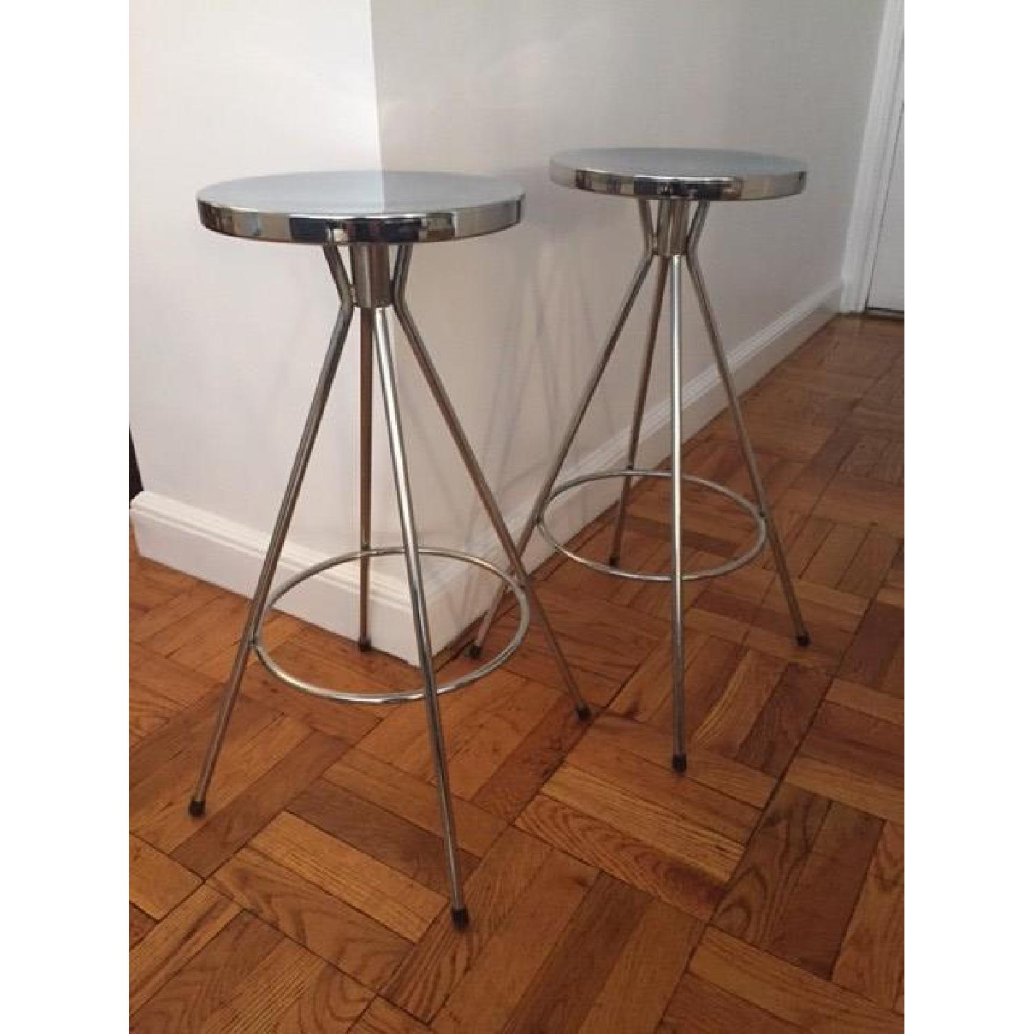 Silver Swivel Bar Stools - Pair - image-2