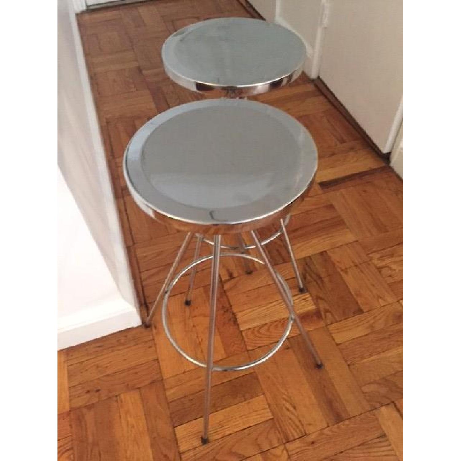 Silver Swivel Bar Stools - Pair - image-3
