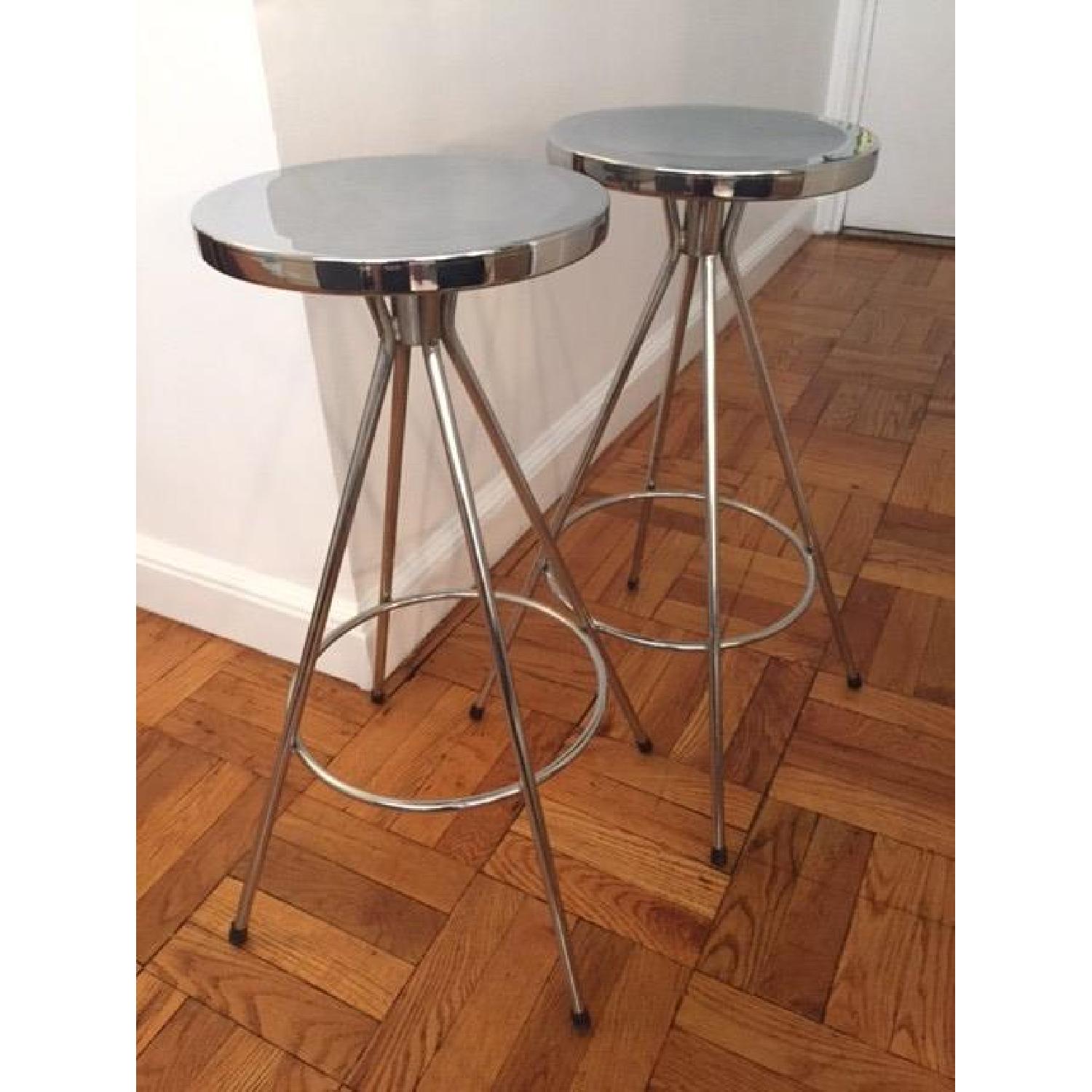 Silver Swivel Bar Stools - Pair - image-5