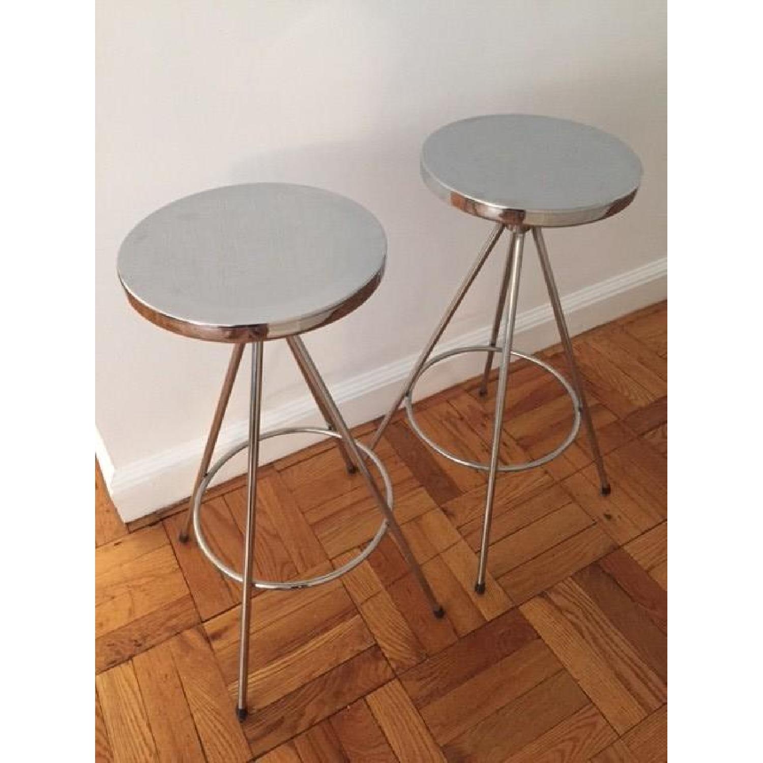 Silver Swivel Bar Stools - Pair - image-9