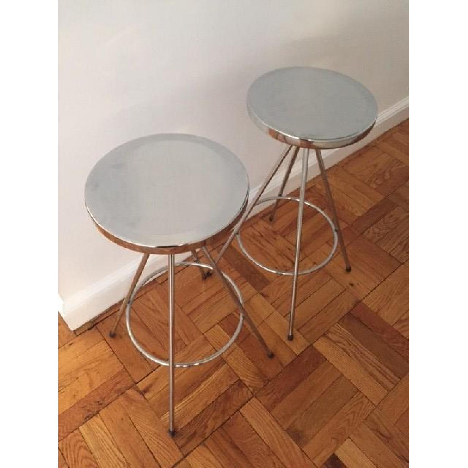 Silver Swivel Bar Stools - Pair - image-12