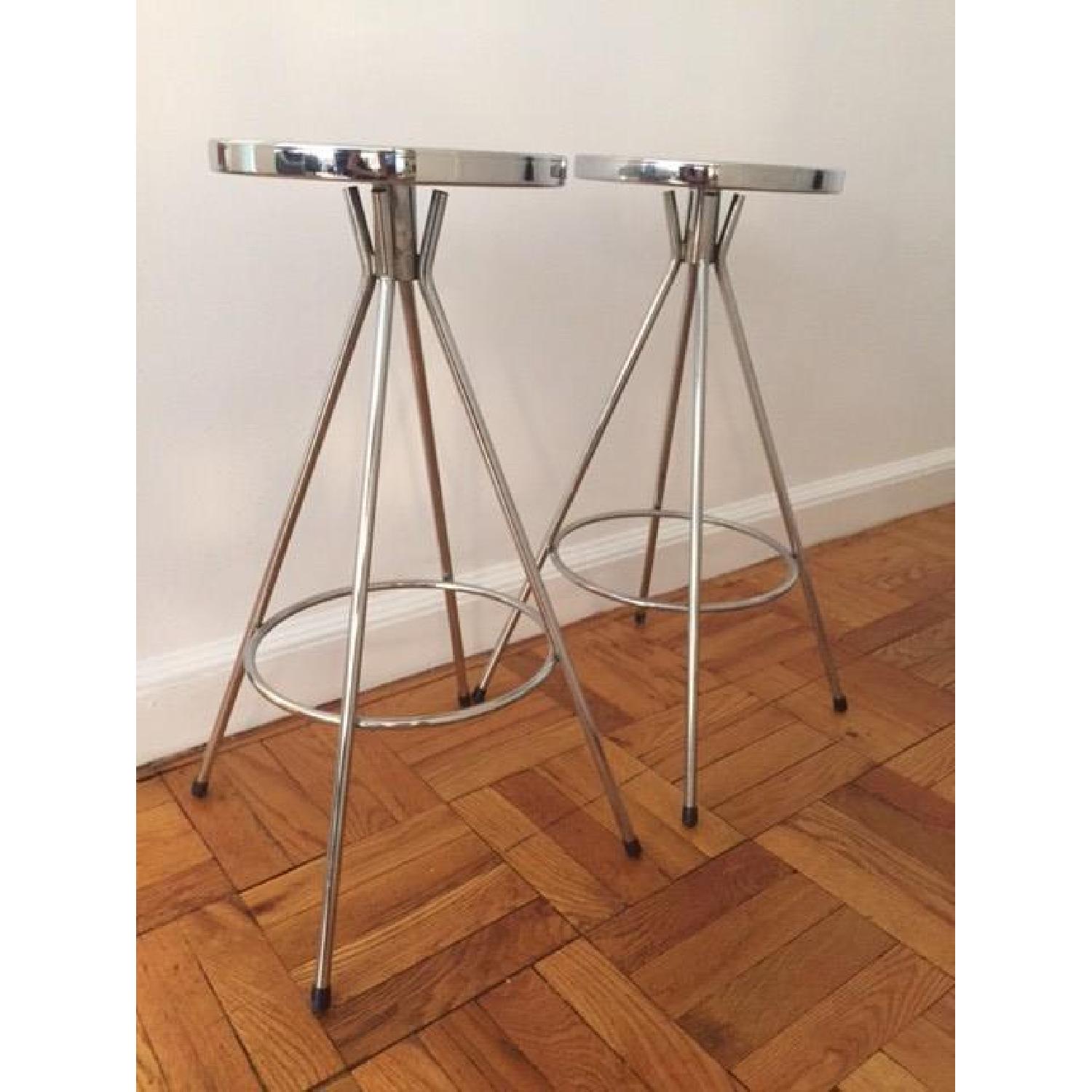 Silver Swivel Bar Stools - Pair - image-15