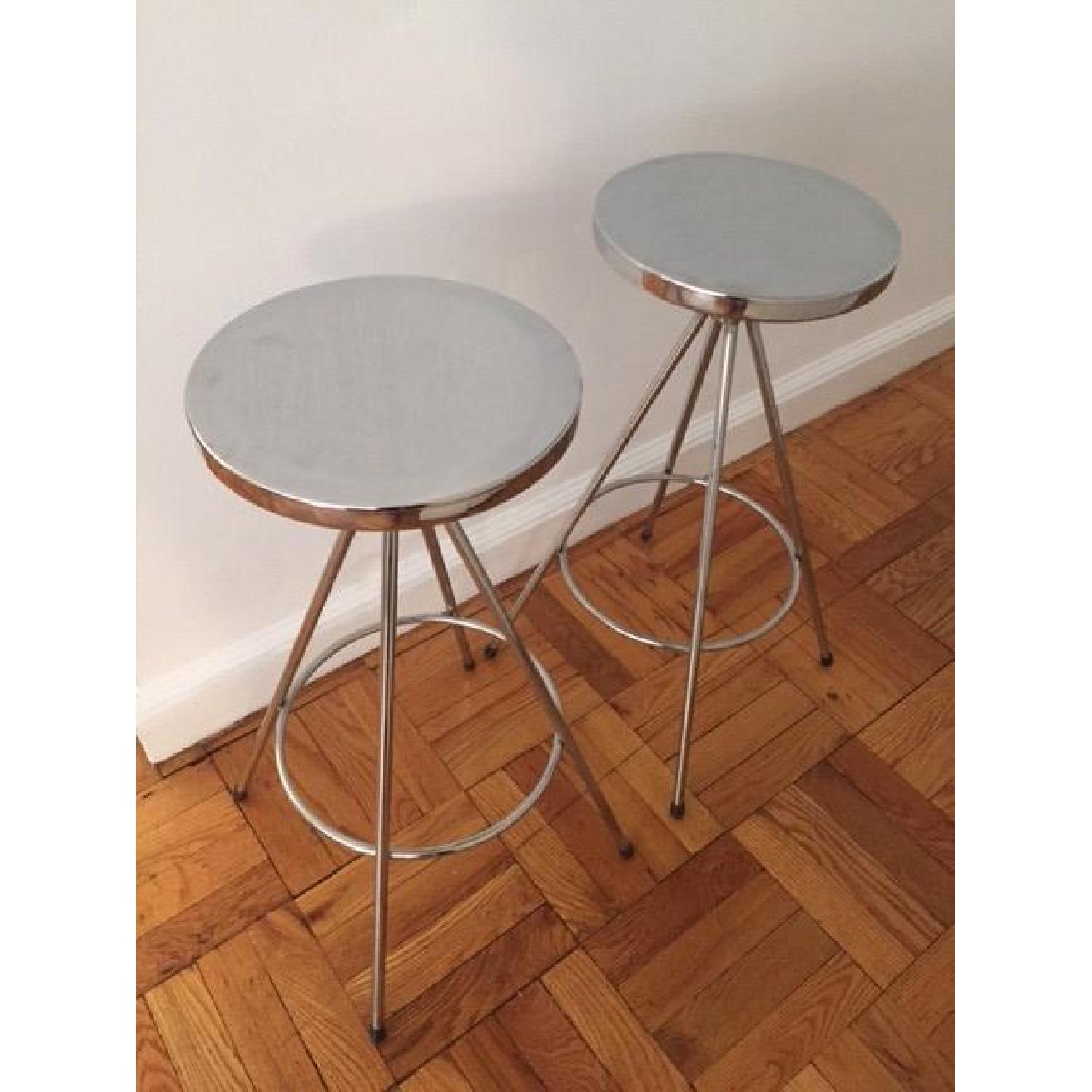 Silver Swivel Bar Stools - Pair - image-16