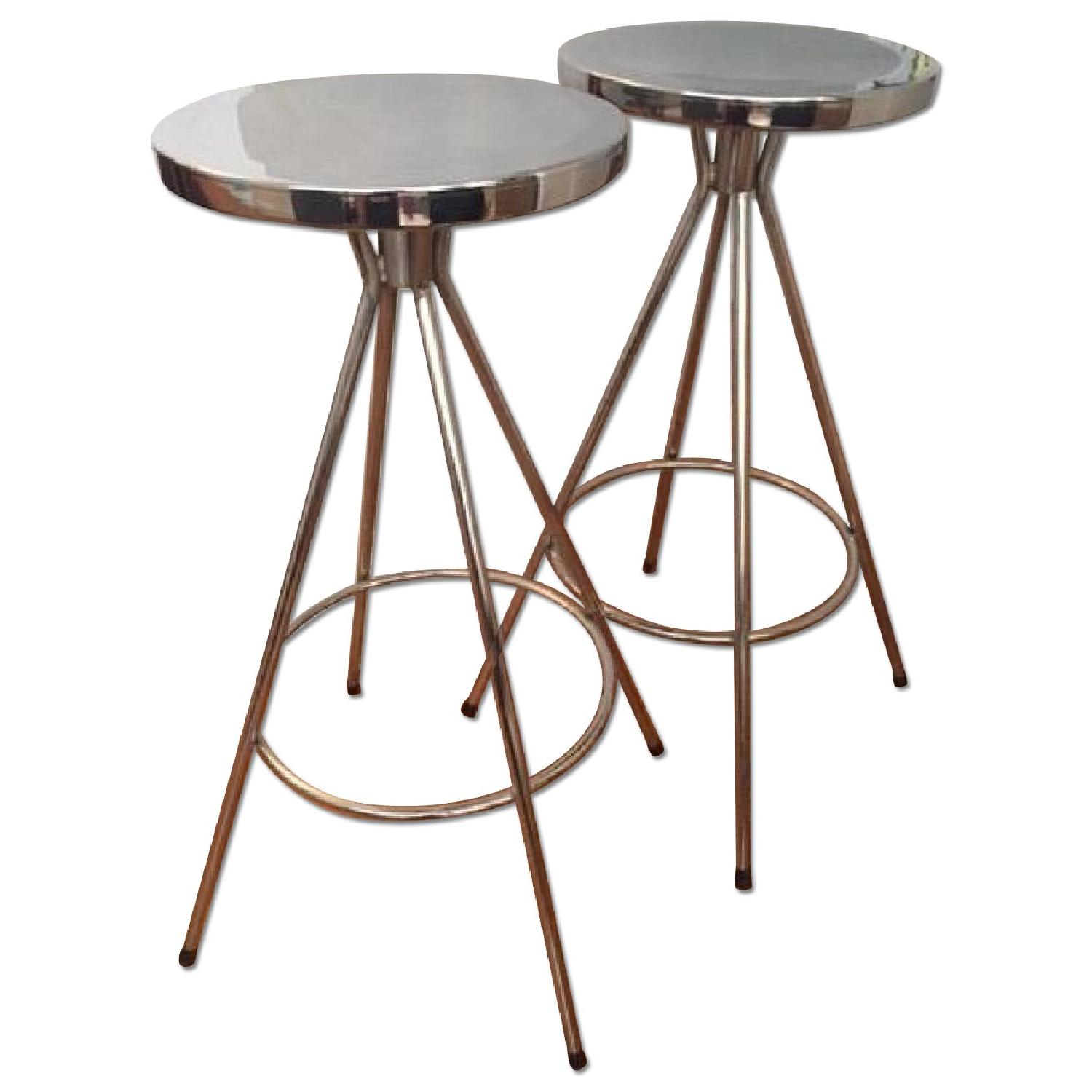 Silver Swivel Bar Stools - Pair - image-0