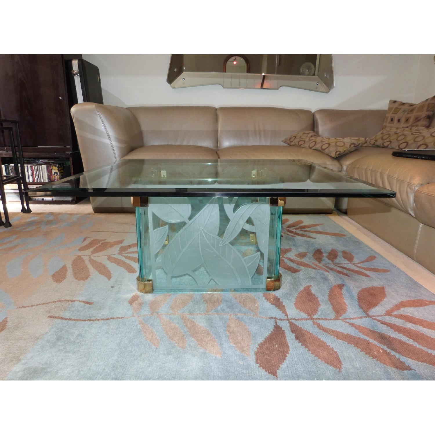 Italian Made Etched Glass Coffee Table - image-1