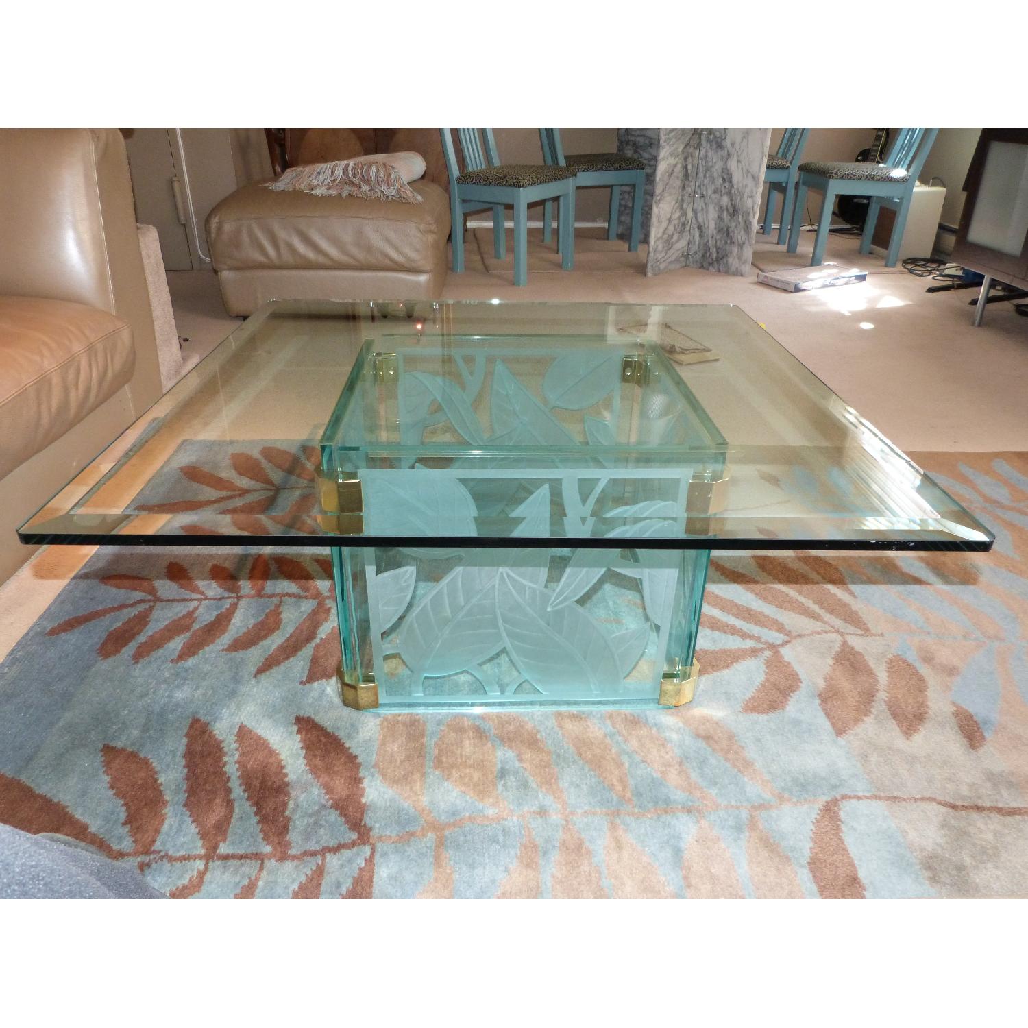 Italian Made Etched Glass Coffee Table - image-4