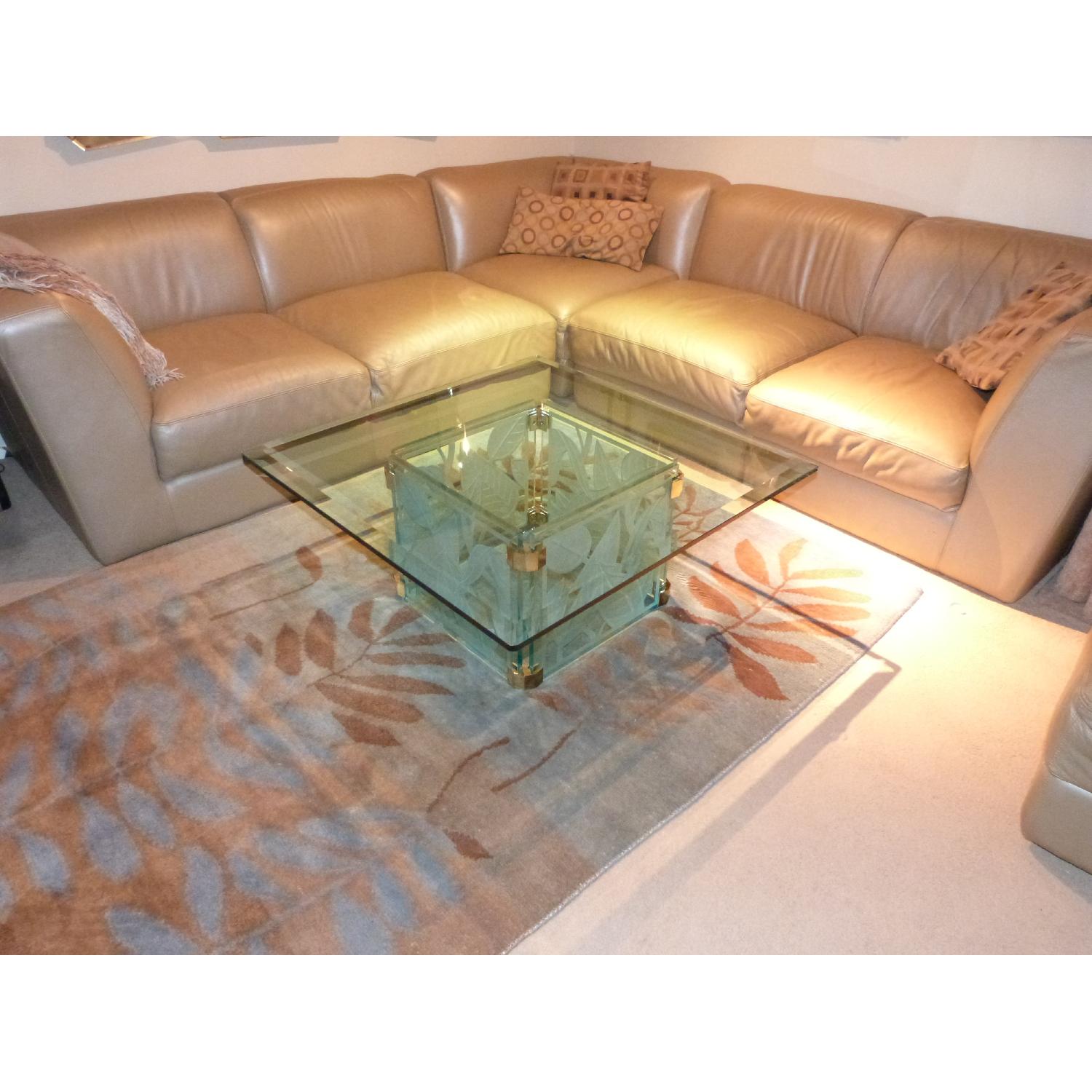 Italian Made Etched Glass Coffee Table - image-5