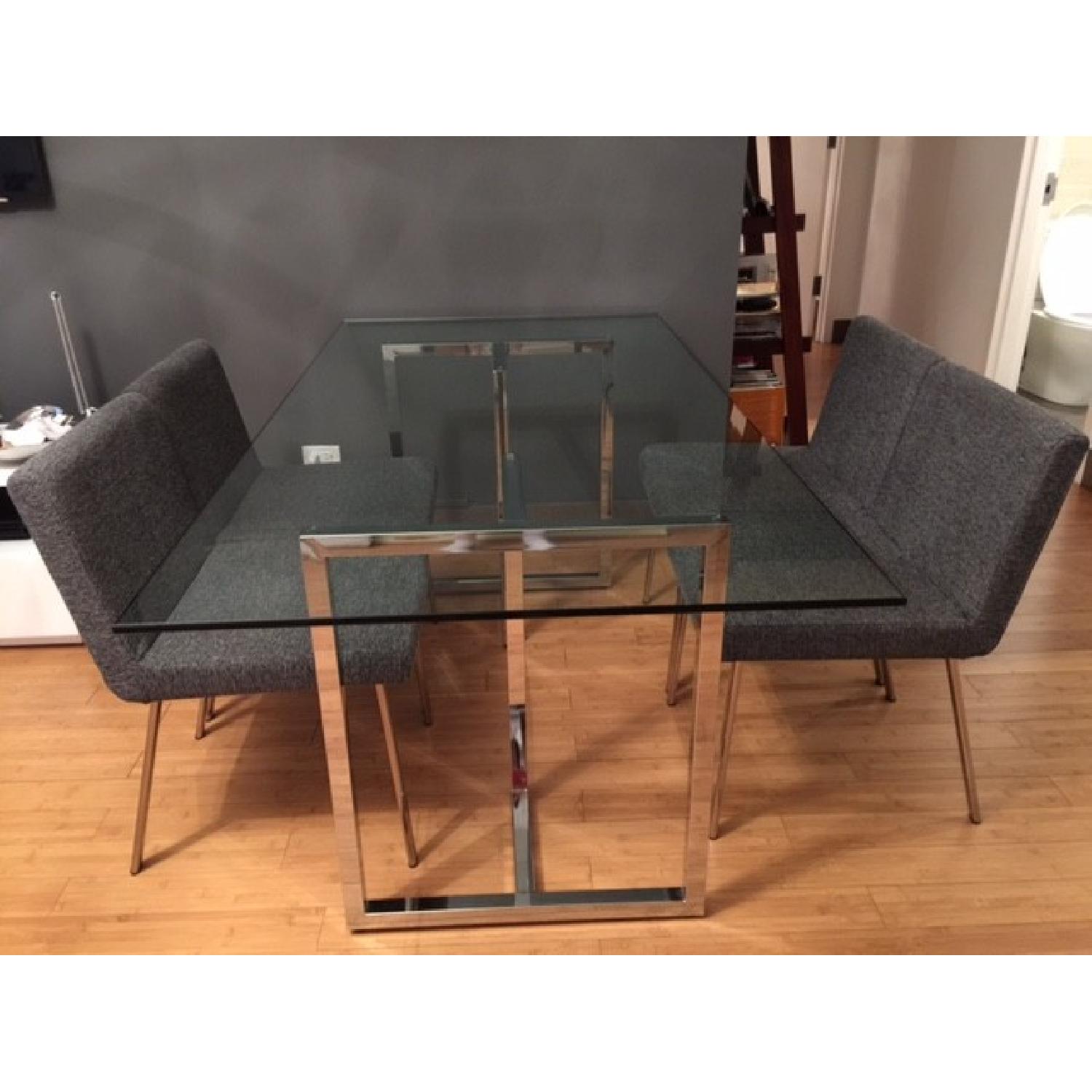 CB2 Silverado Chrome Rectangular Dining Table w/ 4 Chairs - image-1
