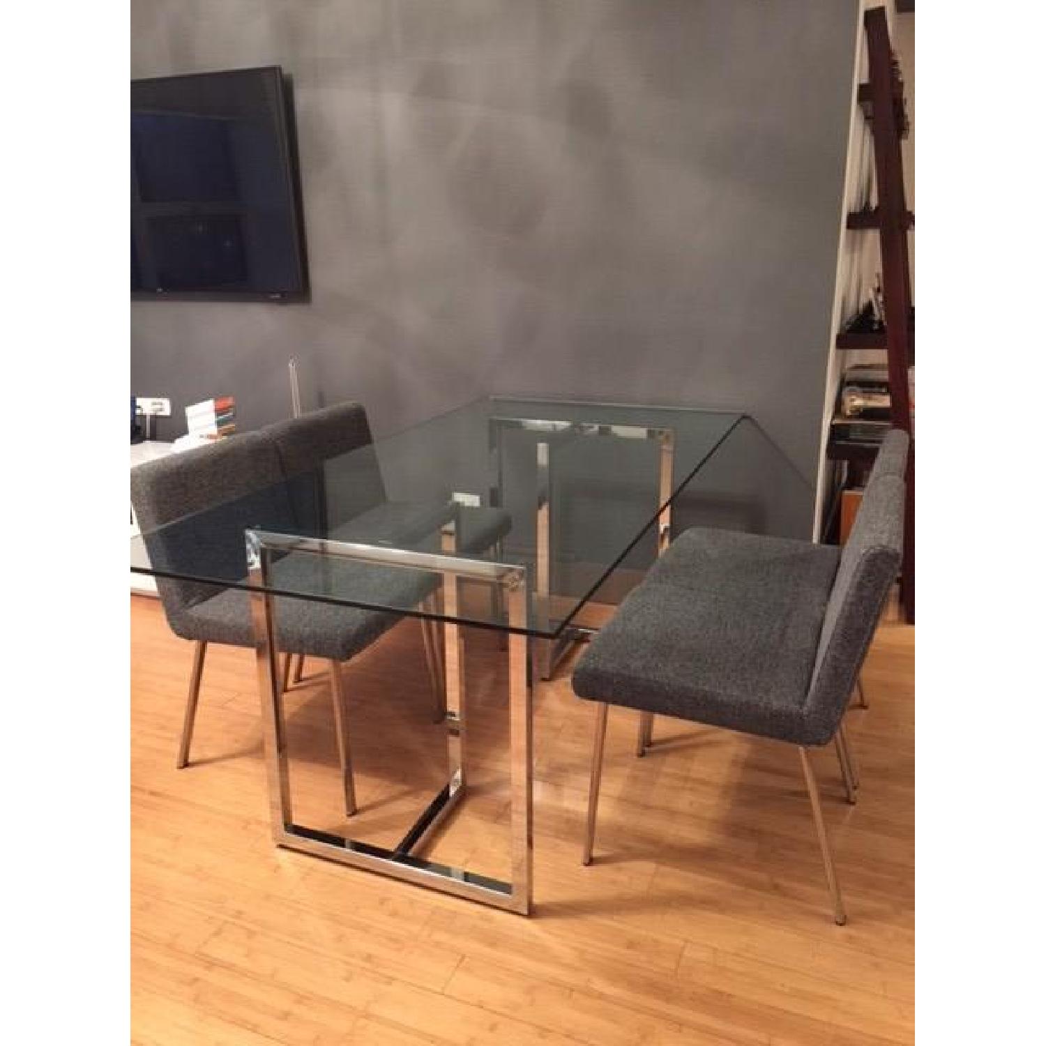 CB2 Silverado Chrome Rectangular Dining Table w/ 4 Chairs - image-2