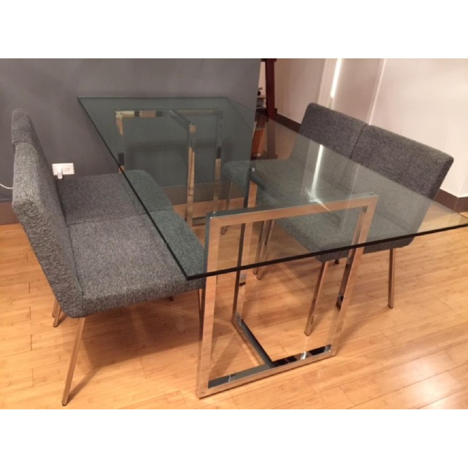 CB2 Silverado Chrome Rectangular Dining Table w/ 4 Chairs - image-8