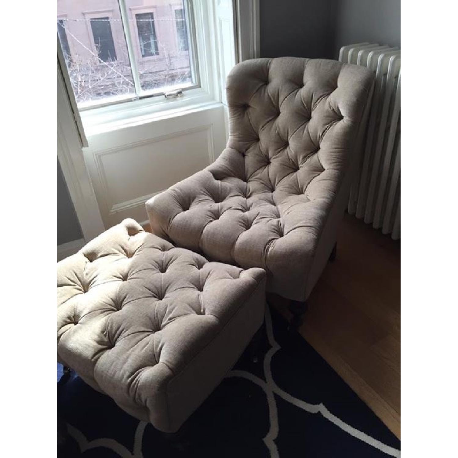 Lee Industries Tufted Chair & Ottoman - image-1