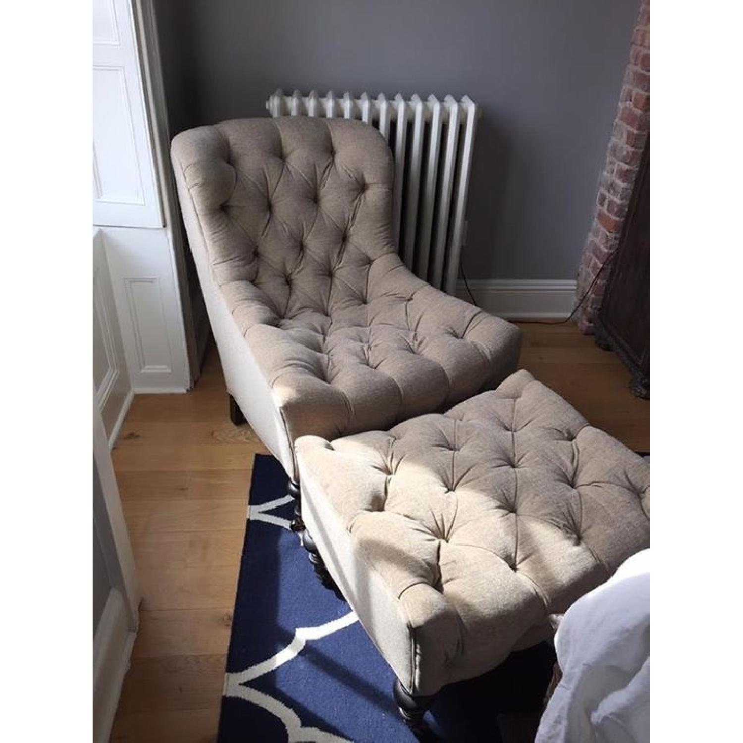 Lee Industries Tufted Chair & Ottoman - image-2