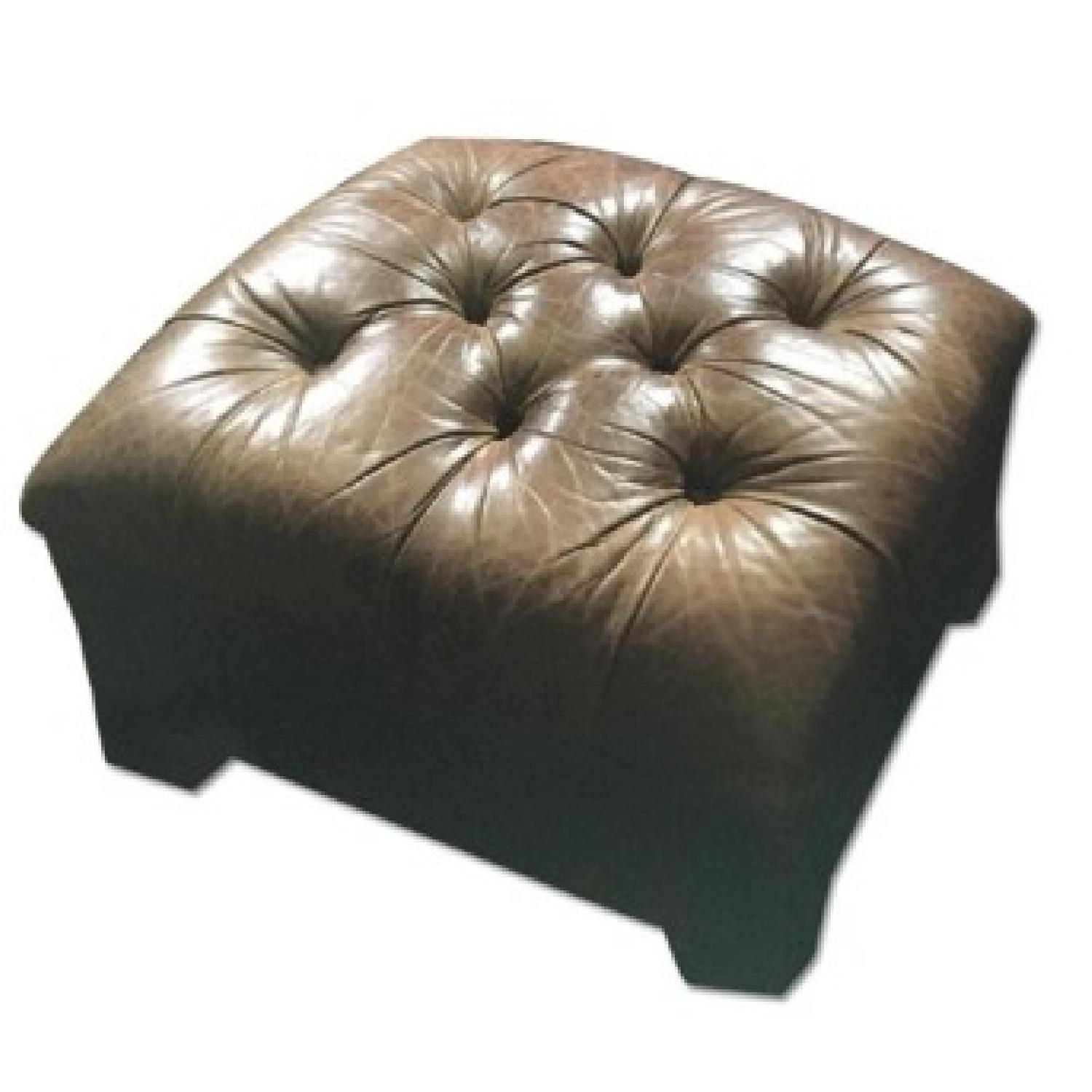 Restoration Hardware Mitchell Gold Brown Leather chair & ottoman - image-1