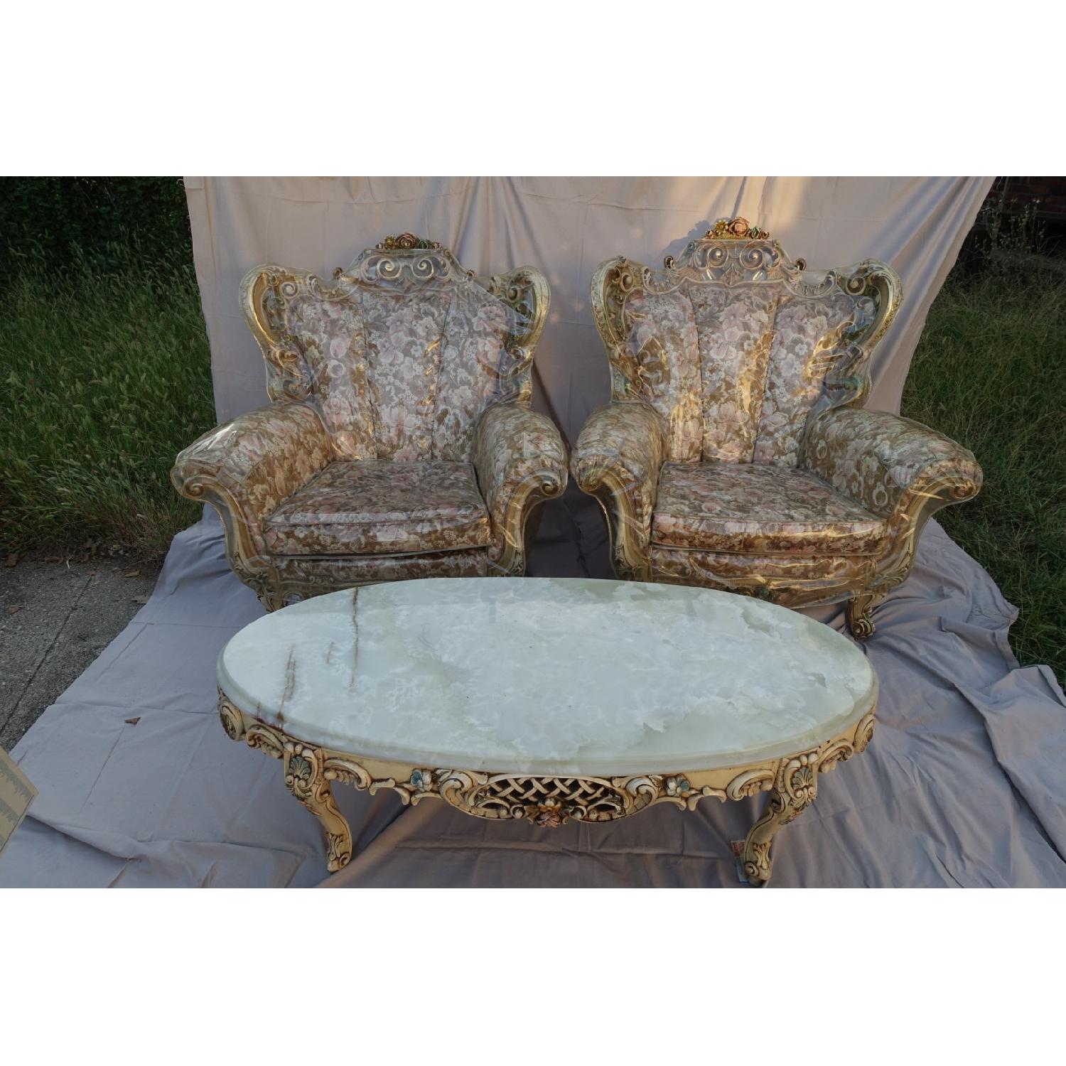 Roma Antique Italian Baroque Sofa + 2 Armchairs + Coffee Table - image-2