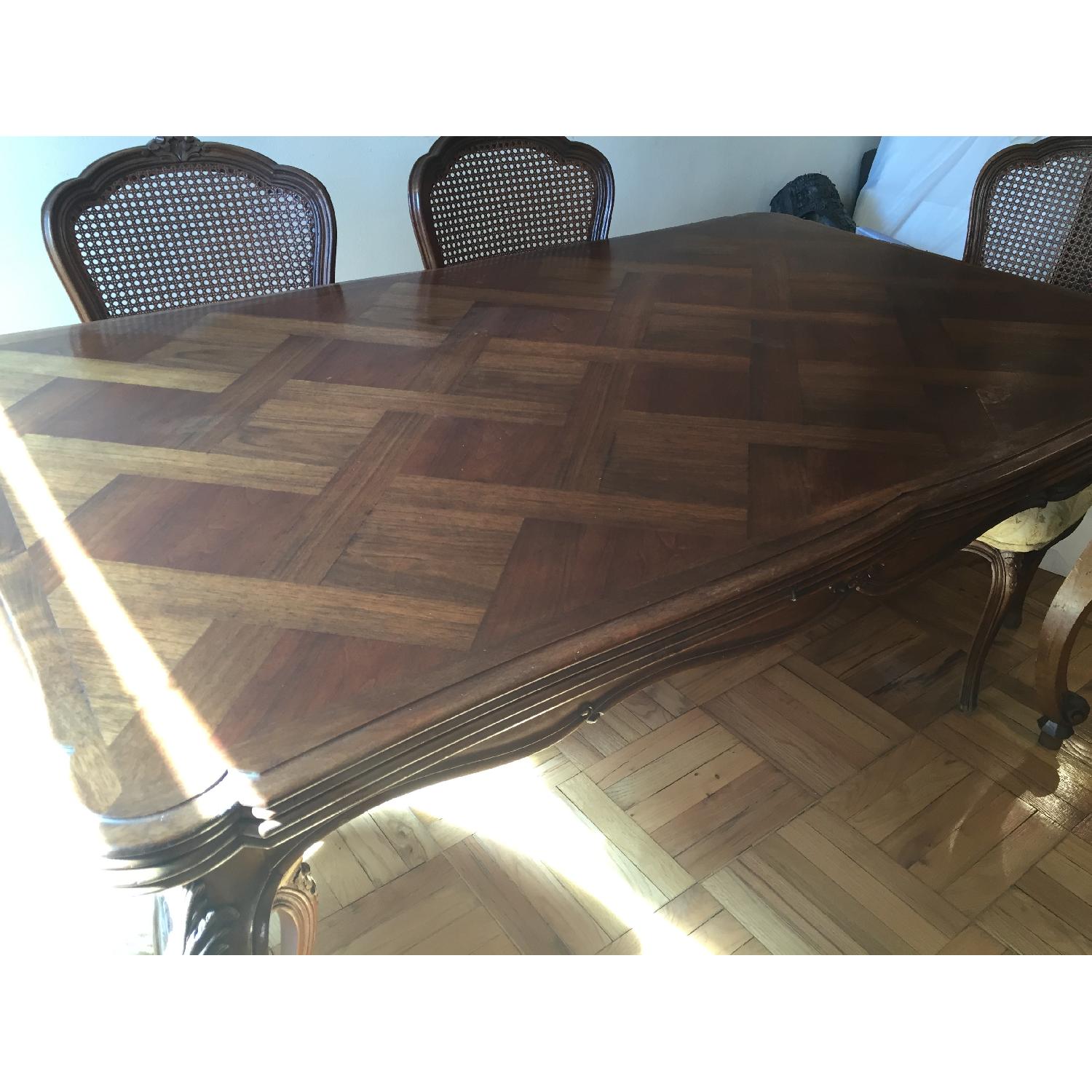 Antique Extension Dining Table w/ 6 Chairs - image-1