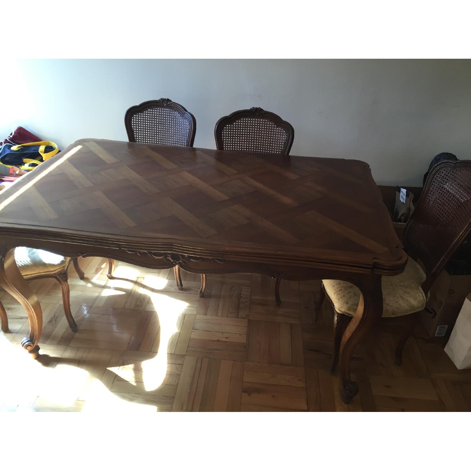 Antique Extension Dining Table w/ 6 Chairs AptDeco