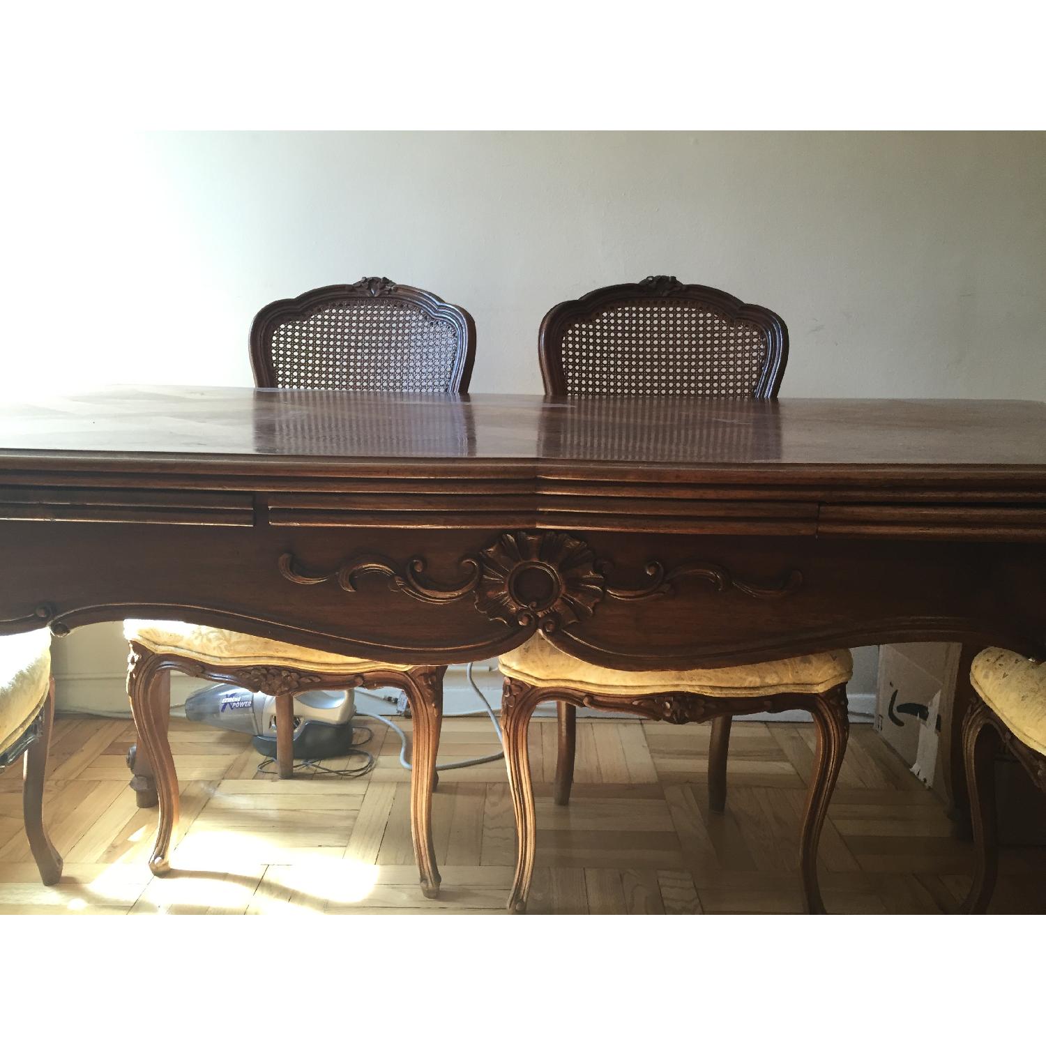 Antique Extension Dining Table w/ 6 Chairs - image-6