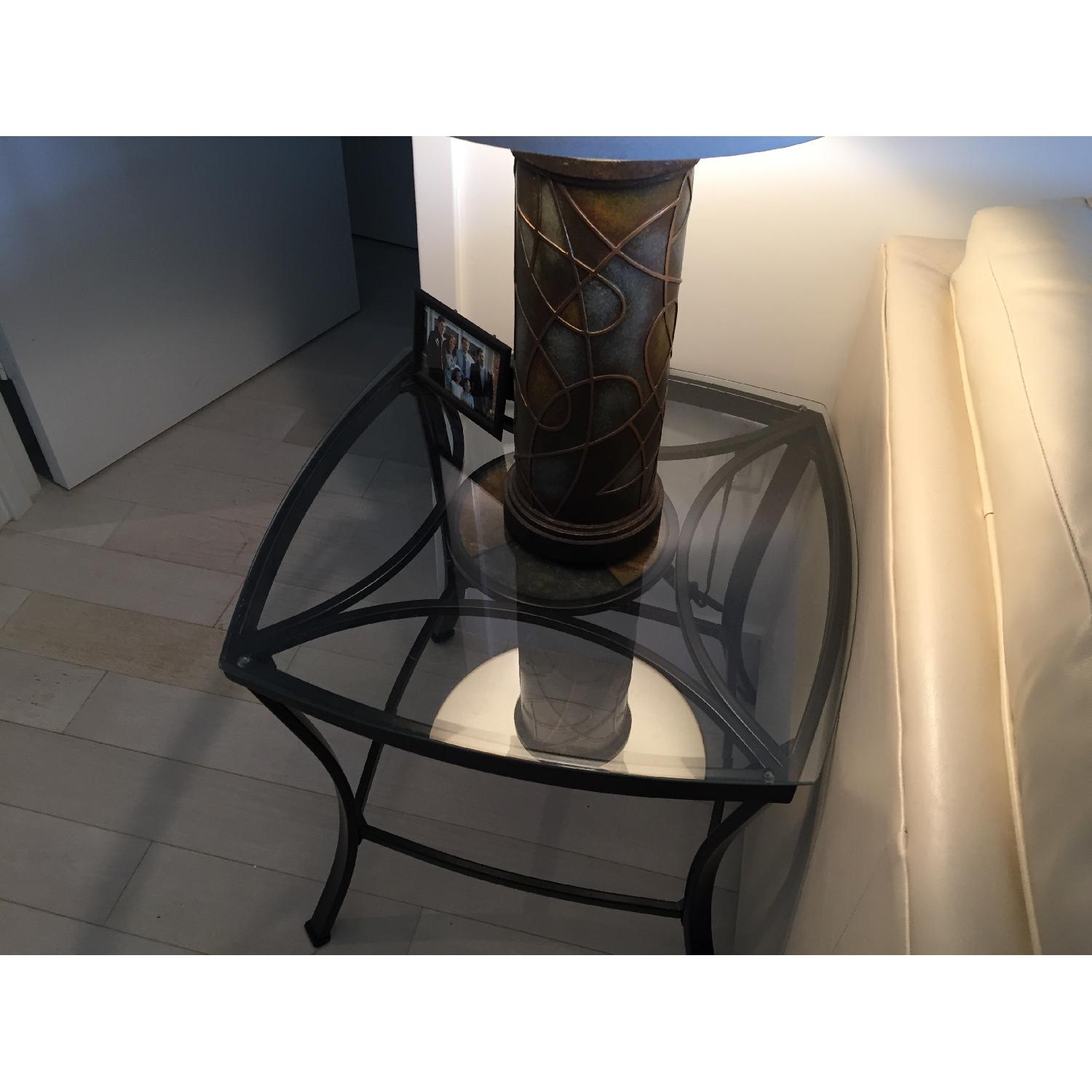 Glass Neutral Earth Tone Coffee Table + 2 Side Tables - image-2