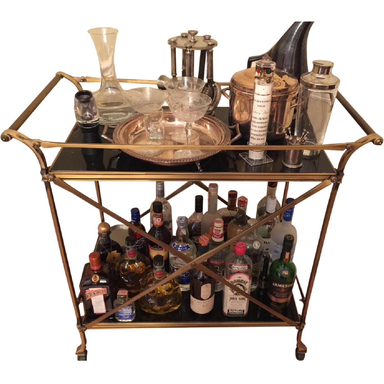 Restoration Hardware Bar Cart w/ Wine Rack AptDeco