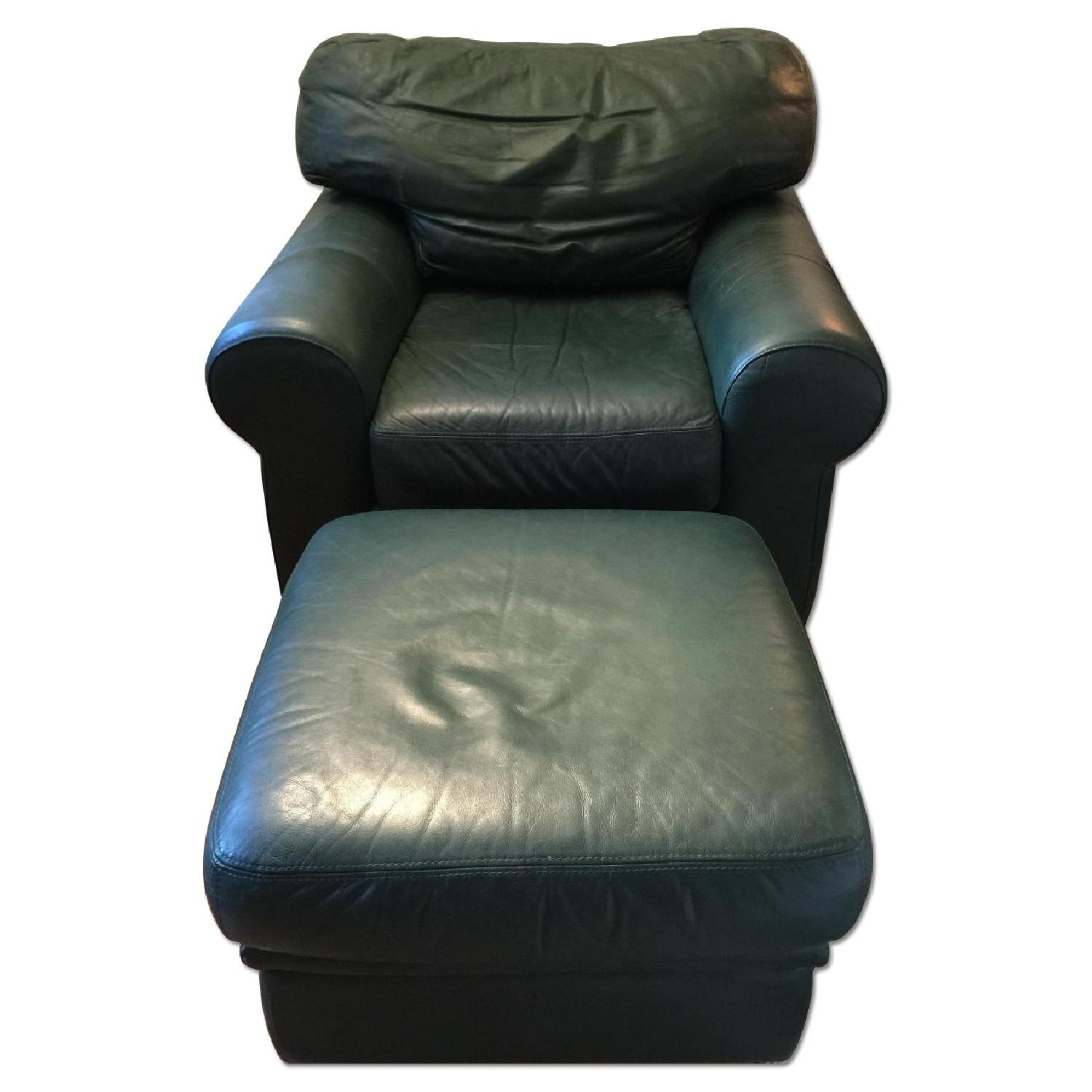 Domain Furniture Leather Club Chair & Ottoman AptDeco