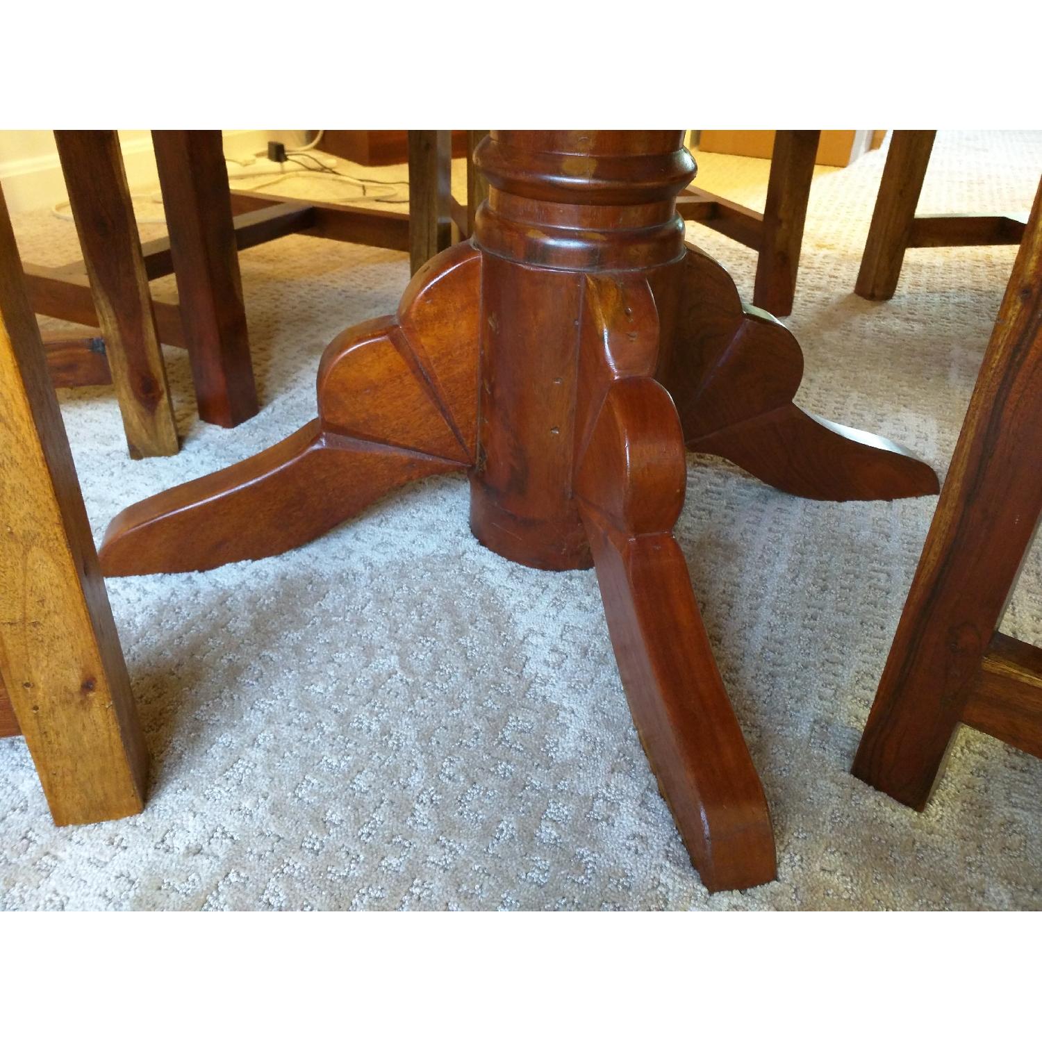 Glass Top Walnut Dining Table w/ 6 Walnut Chairs - image-4