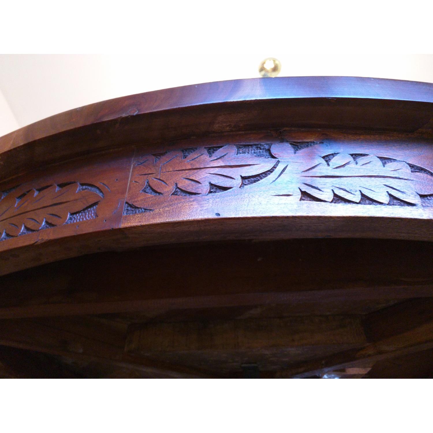 Glass Top Walnut Dining Table w/ 6 Walnut Chairs - image-5