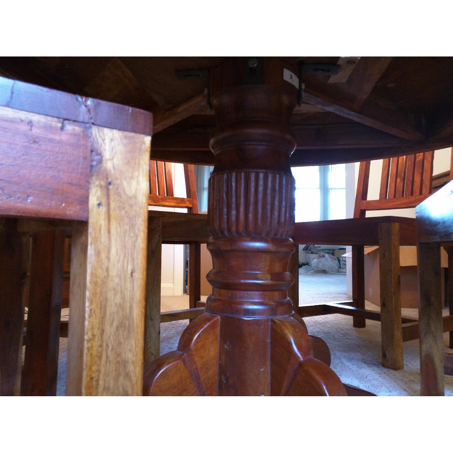 Glass Top Walnut Dining Table w/ 6 Walnut Chairs - image-6