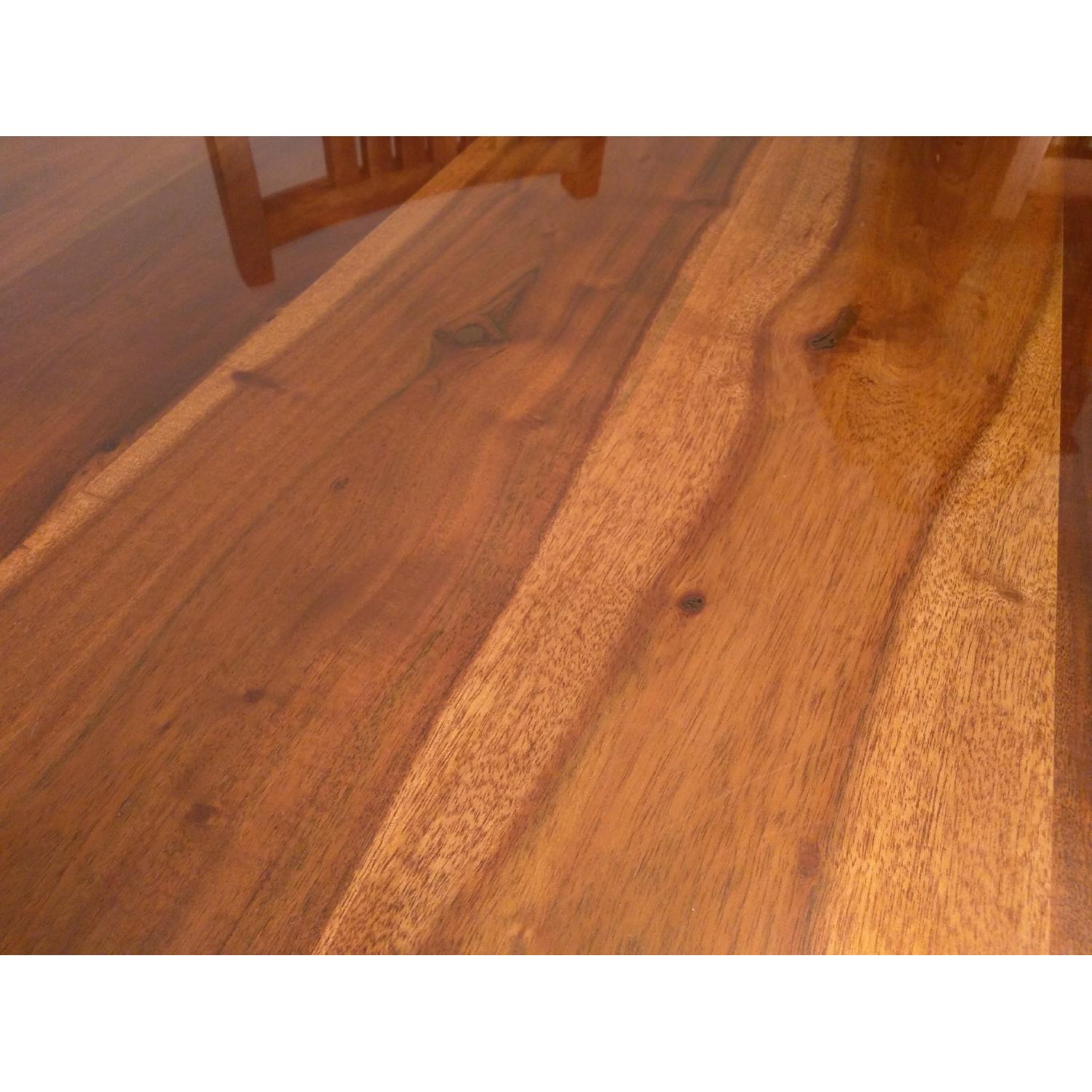 Glass Top Walnut Dining Table w/ 6 Walnut Chairs - image-7