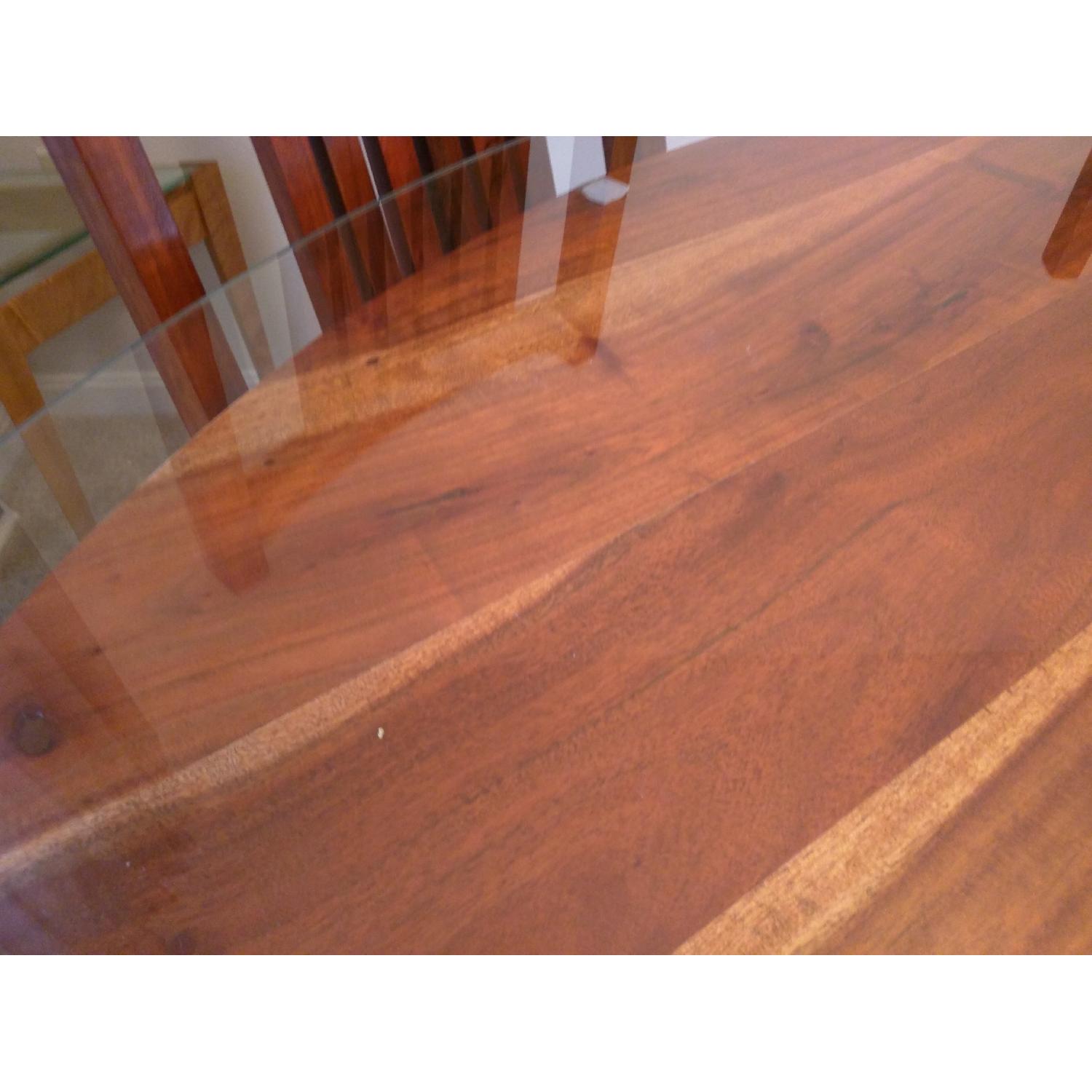 Glass Top Walnut Dining Table w/ 6 Walnut Chairs - image-16