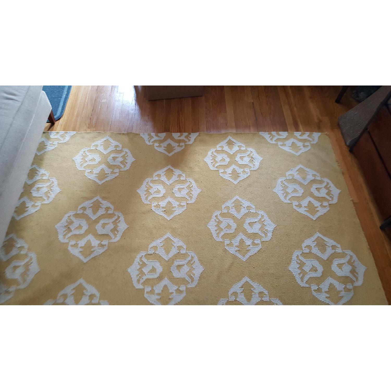 West Elm Yellow & White Andalusia Dhurrie Rug - image-2