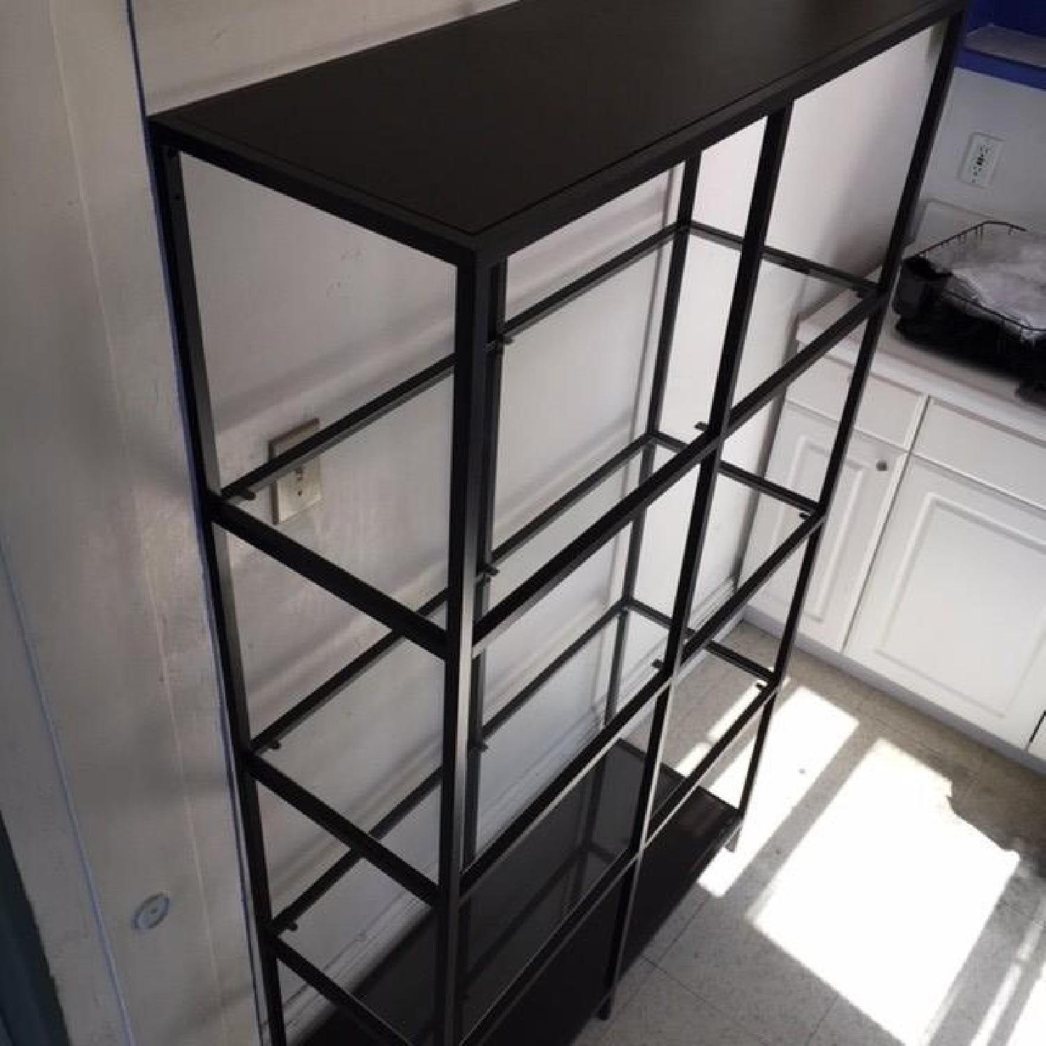 Ikea Vittsj Glass Shelving Unit in BlackBrown AptDeco