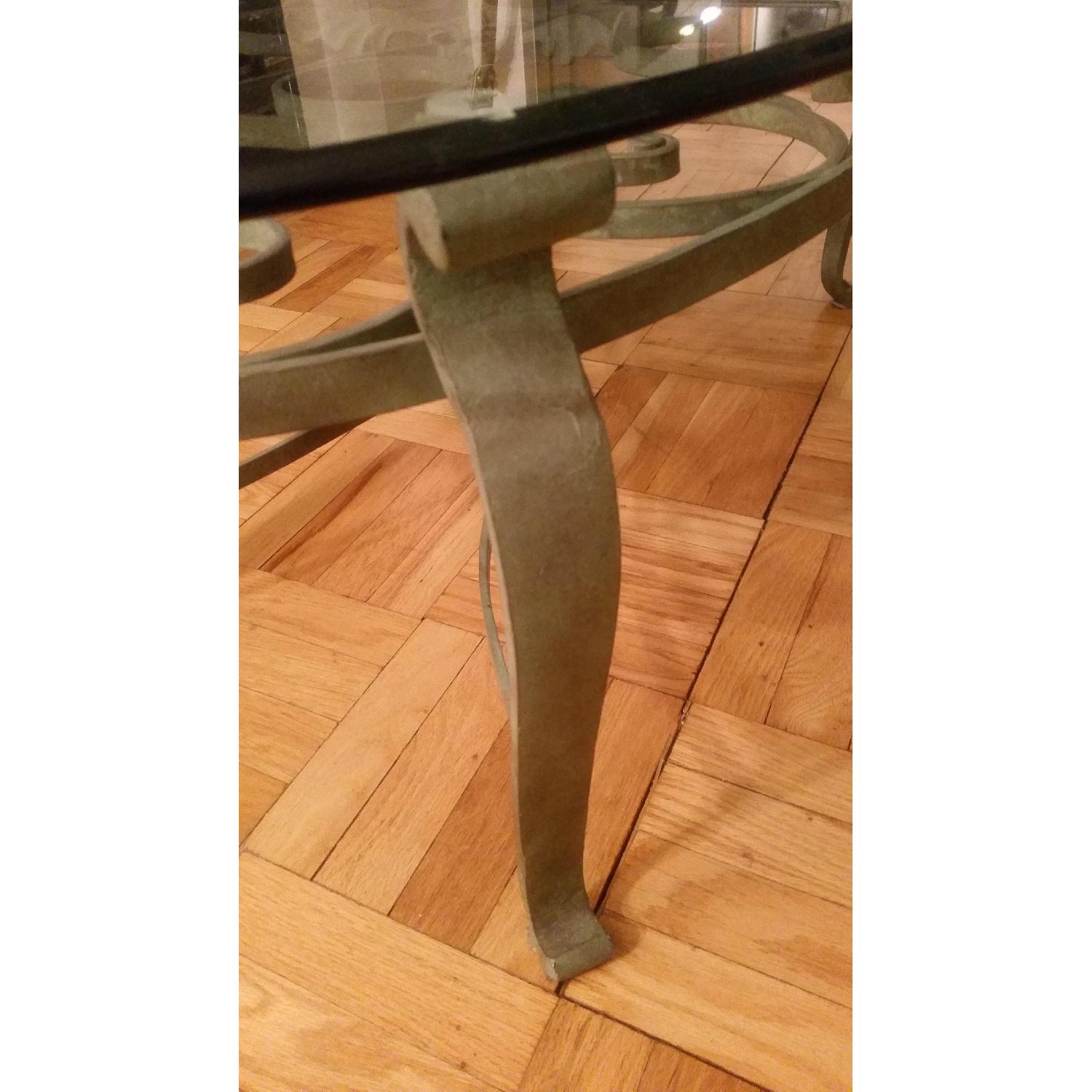 Glass Top Wrought Iron Coffee Table - image-5
