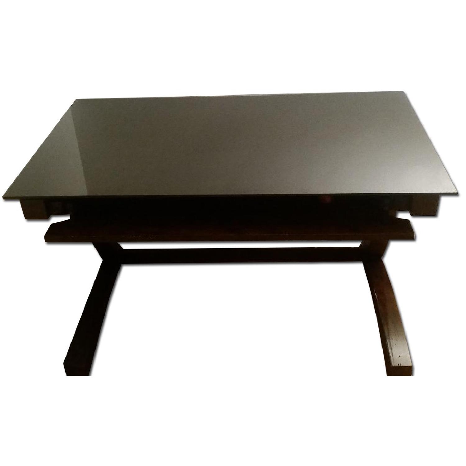 Raymour & Flanigan Innovation Glass Top Computer Desk AptDeco