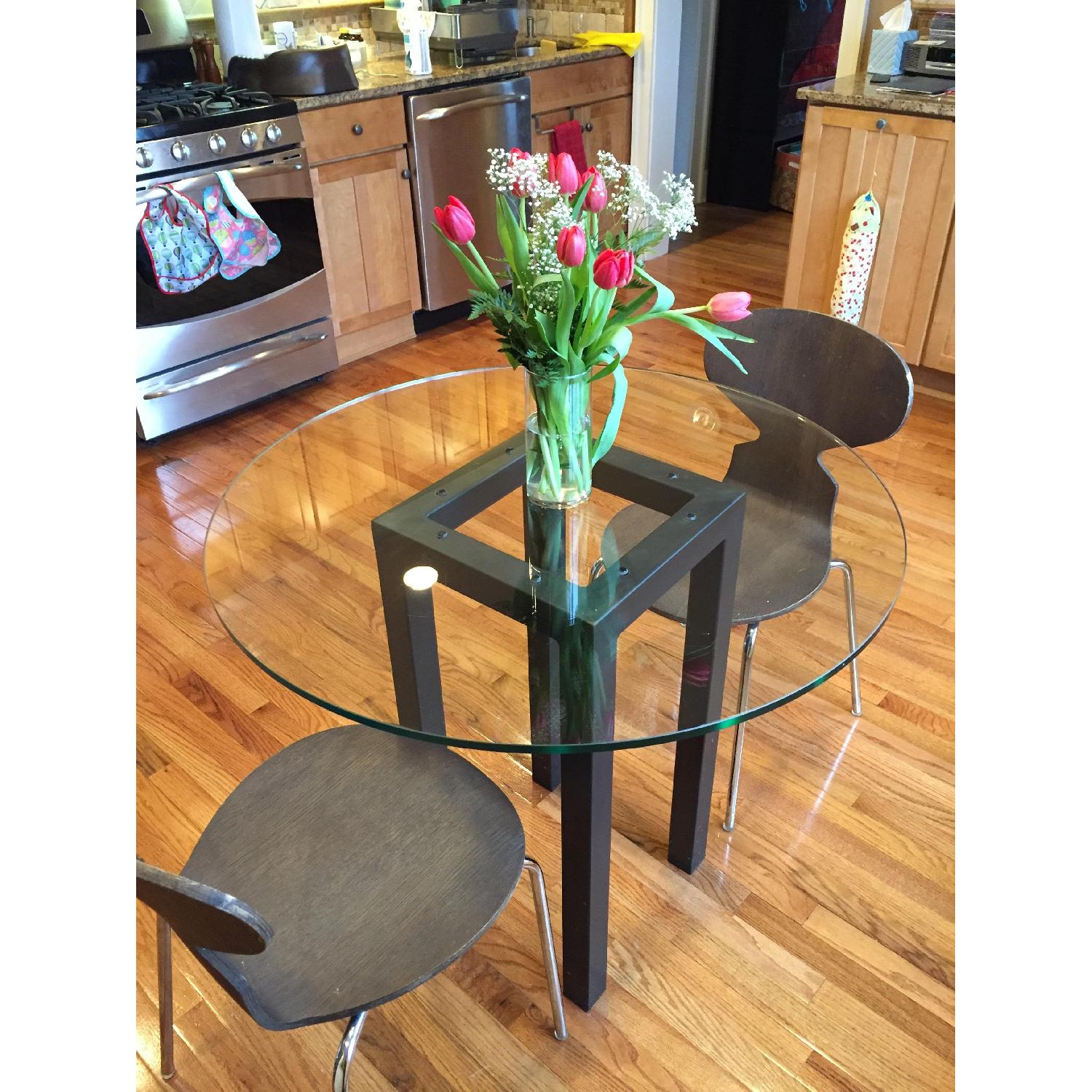 Room & Board Round Glass Dining Table AptDeco