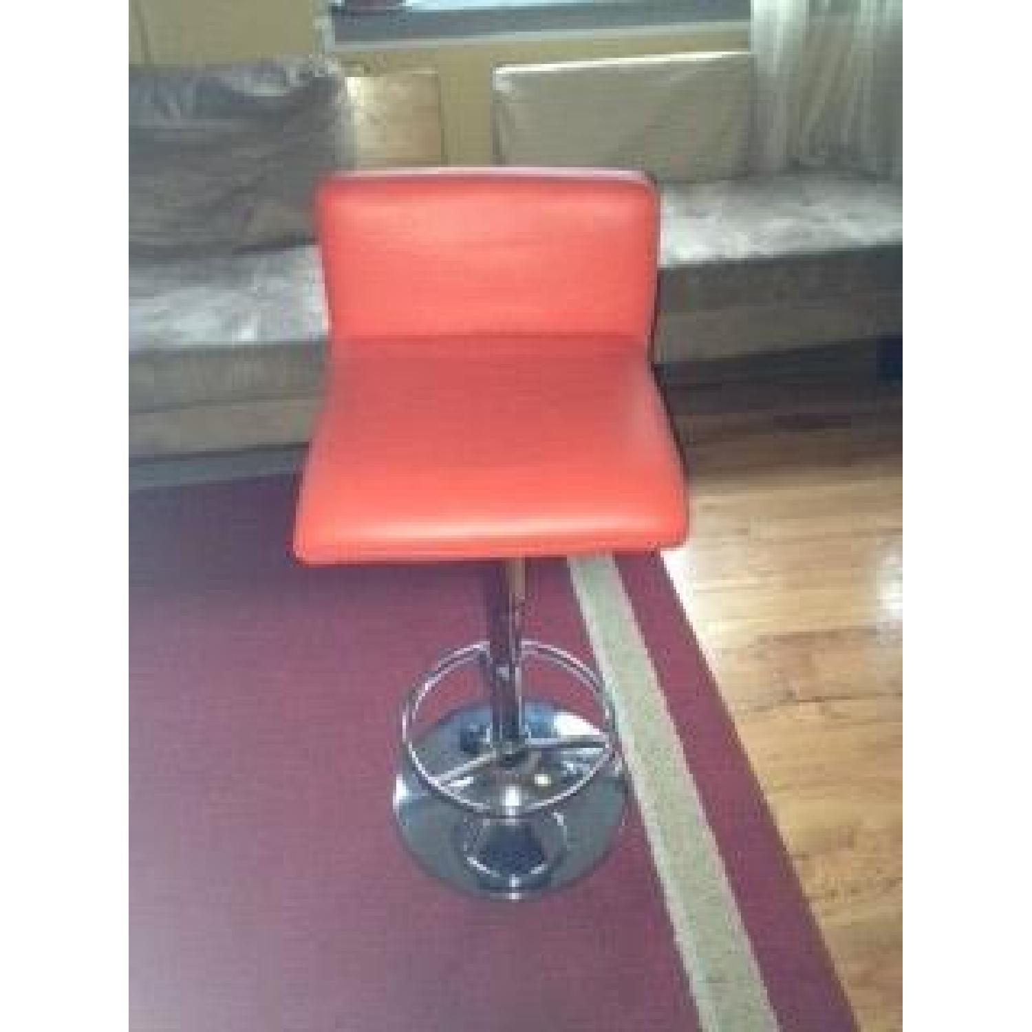 Swivel Low-Back Bar Stools in Red - Pair - image-1