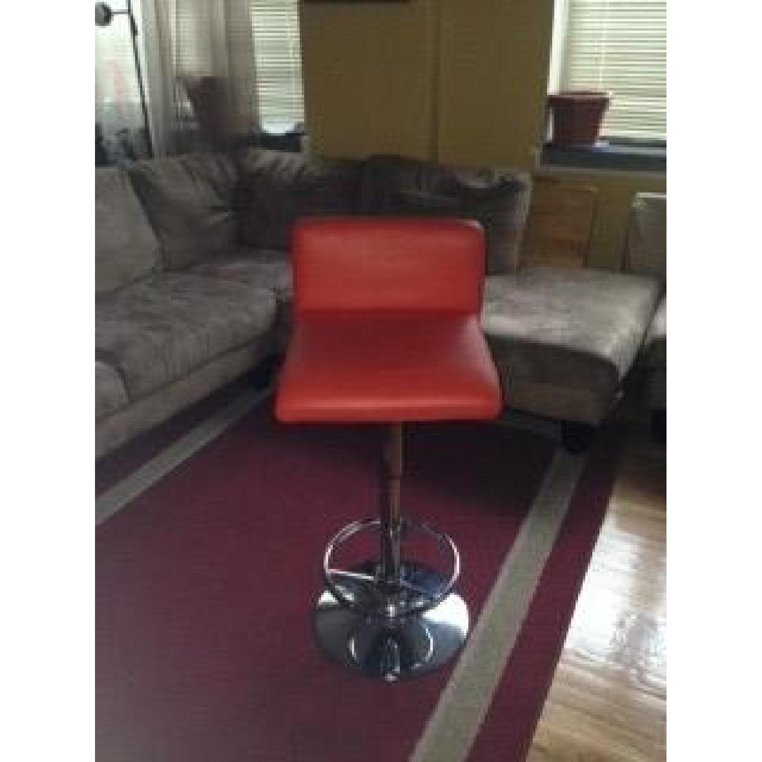 Swivel Low-Back Bar Stools in Red - Pair - image-5
