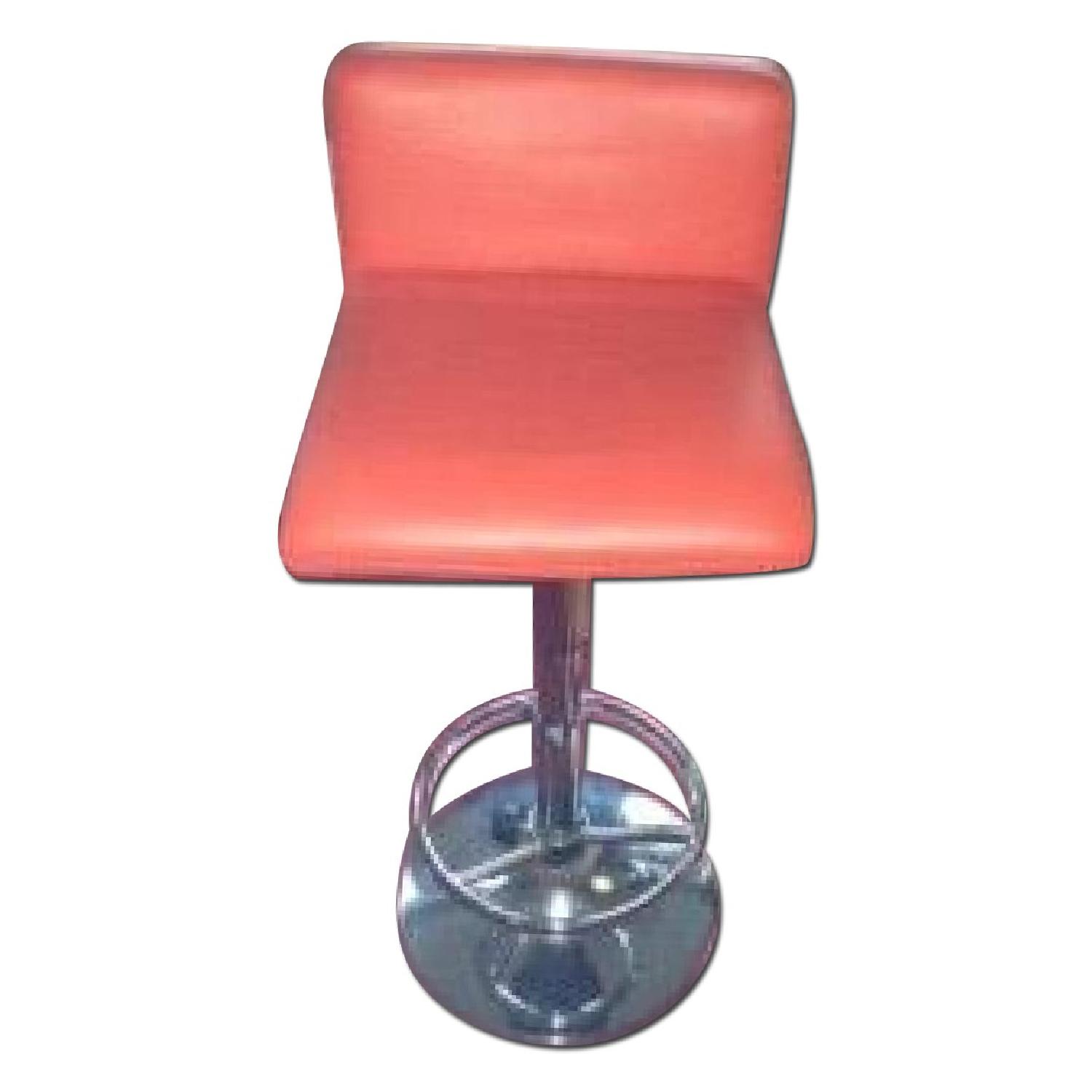 Swivel Low-Back Bar Stools in Red - Pair - image-0