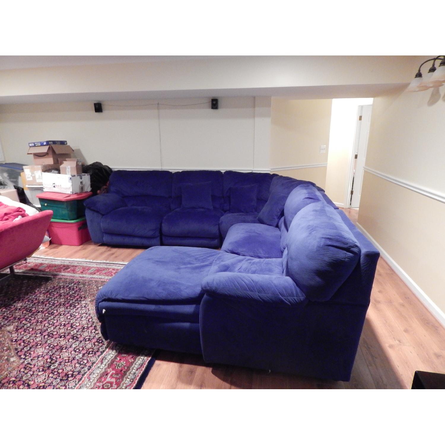 Jc Penny Navy Blue Microfiber Sectional Sofa Aptdeco