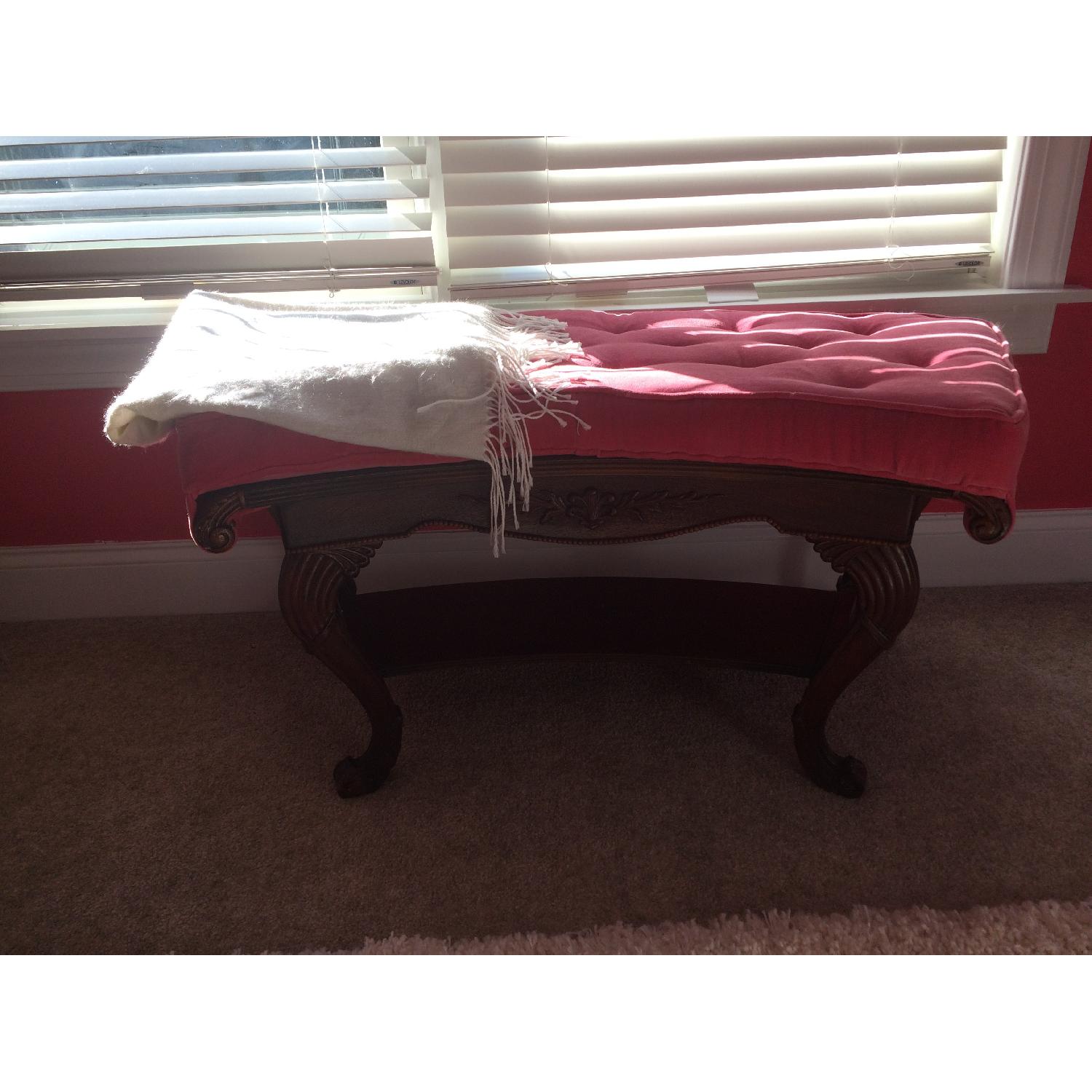 Mid Century Curved Upholstered Bench - image-1