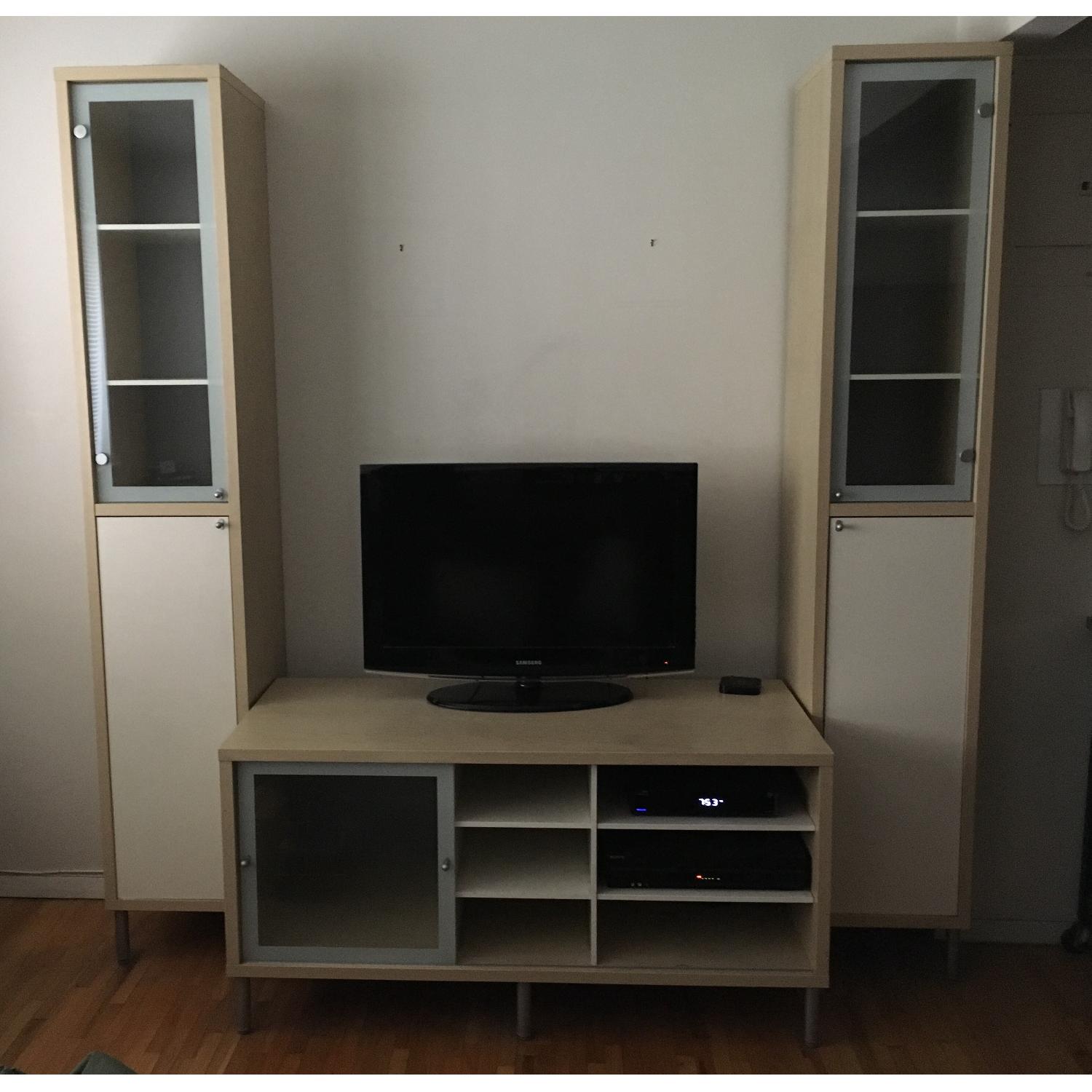 Ikea Entertainment Center/TV Cabinet w/ 2 Matching Storage Towers - image-1