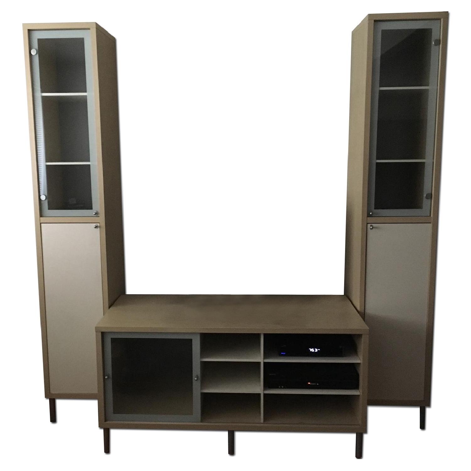 Ikea Entertainment Center/TV Cabinet w/ 2 Matching Storage Towers - image-0