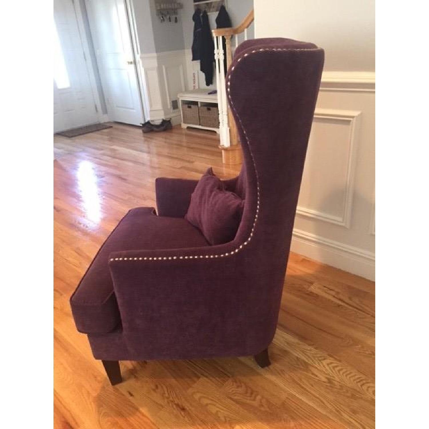 Bob's Furniture Jackie Wing Back Studded Accent Chair in Purple - 2 Available - image-1